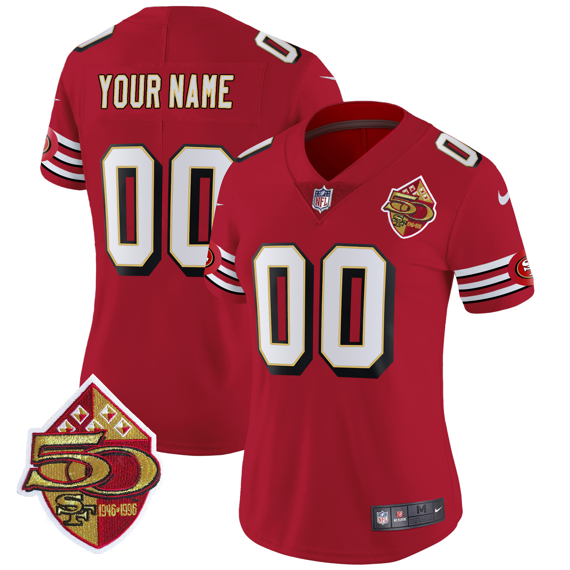 Women's San Francisco 49ers 1996 Throwback Vapor Limited Custom Red Jersey - All Stitched