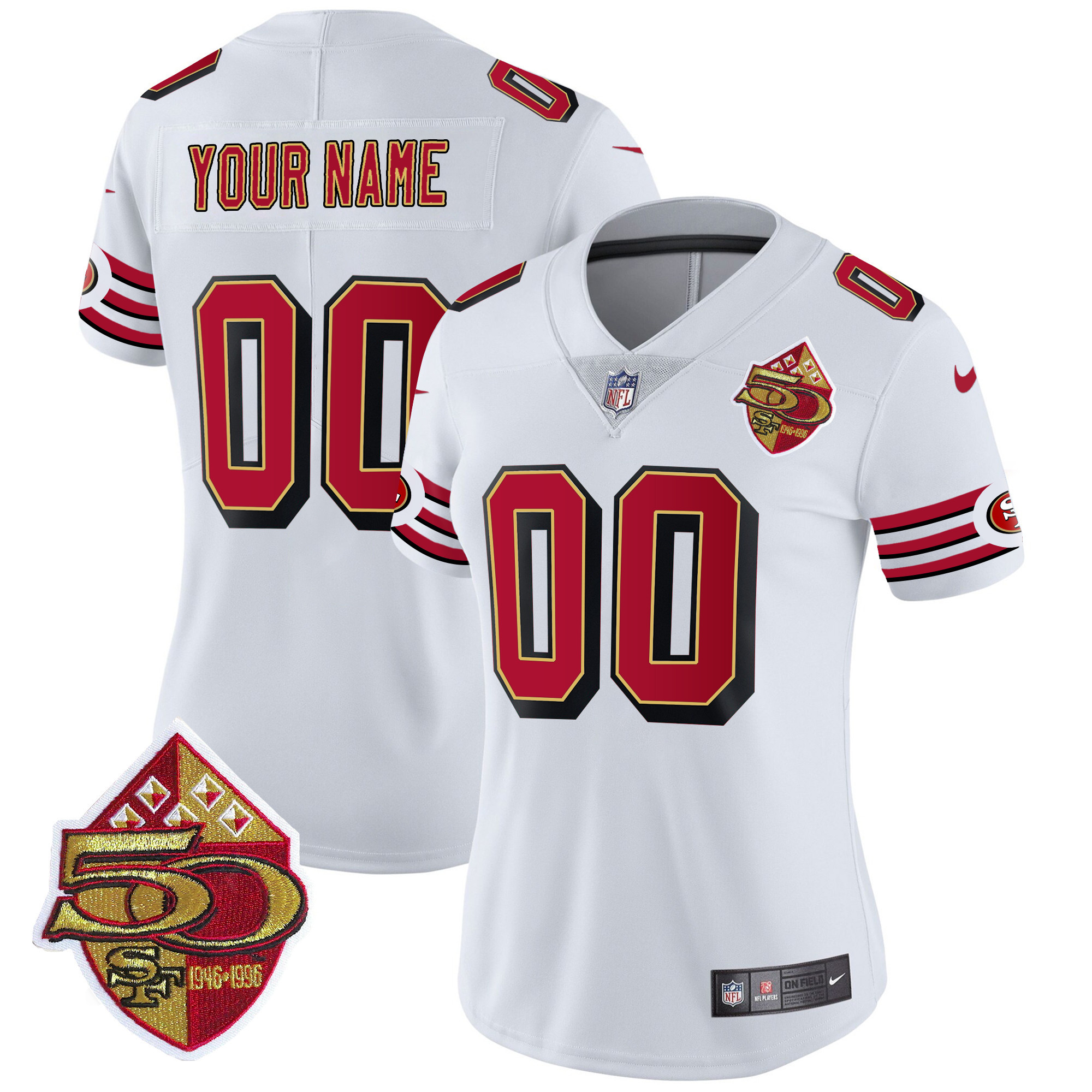 Women's San Francisco 49ers 1996 Throwback Vapor Limited Custom White Jersey - All Stitched