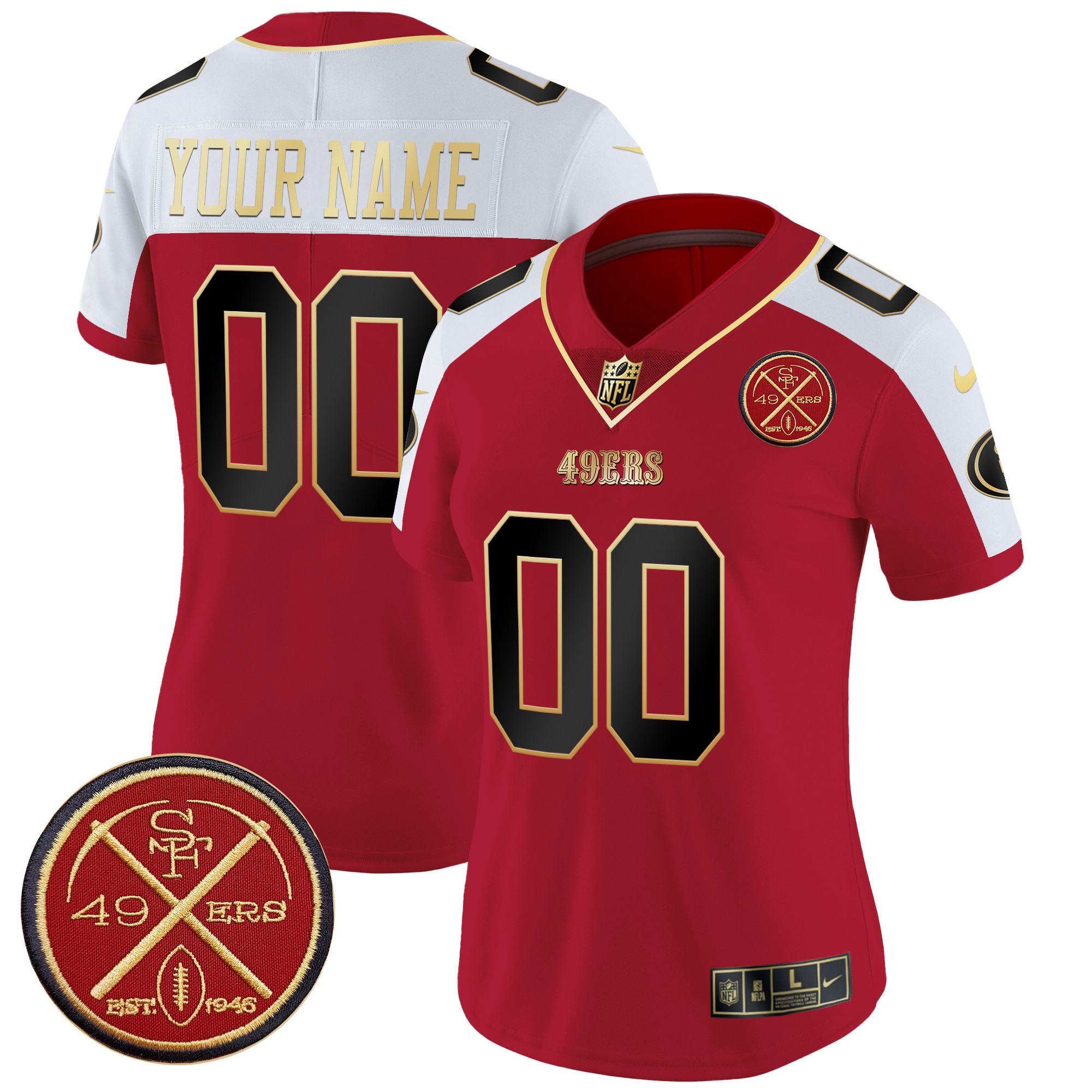 Women's San Francisco 49ers Est.1946 Patch Vapor Limited Custom Alternate Jersey - All Stitched