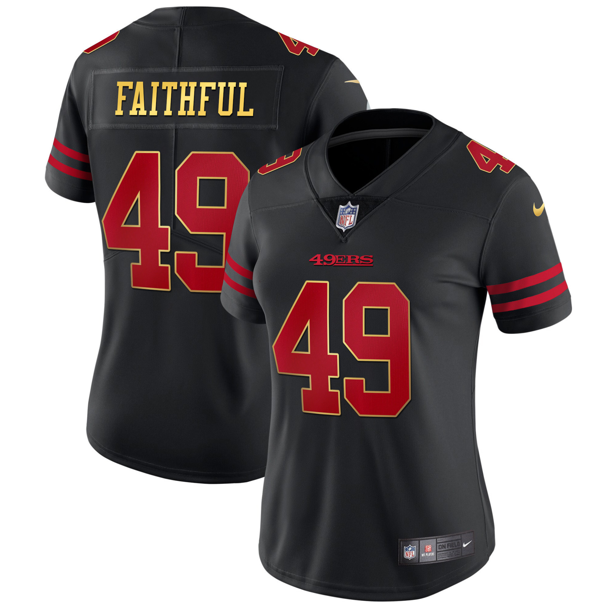 Women's San Francisco 49ers Faithful Vapor Black Jersey - All Stitched