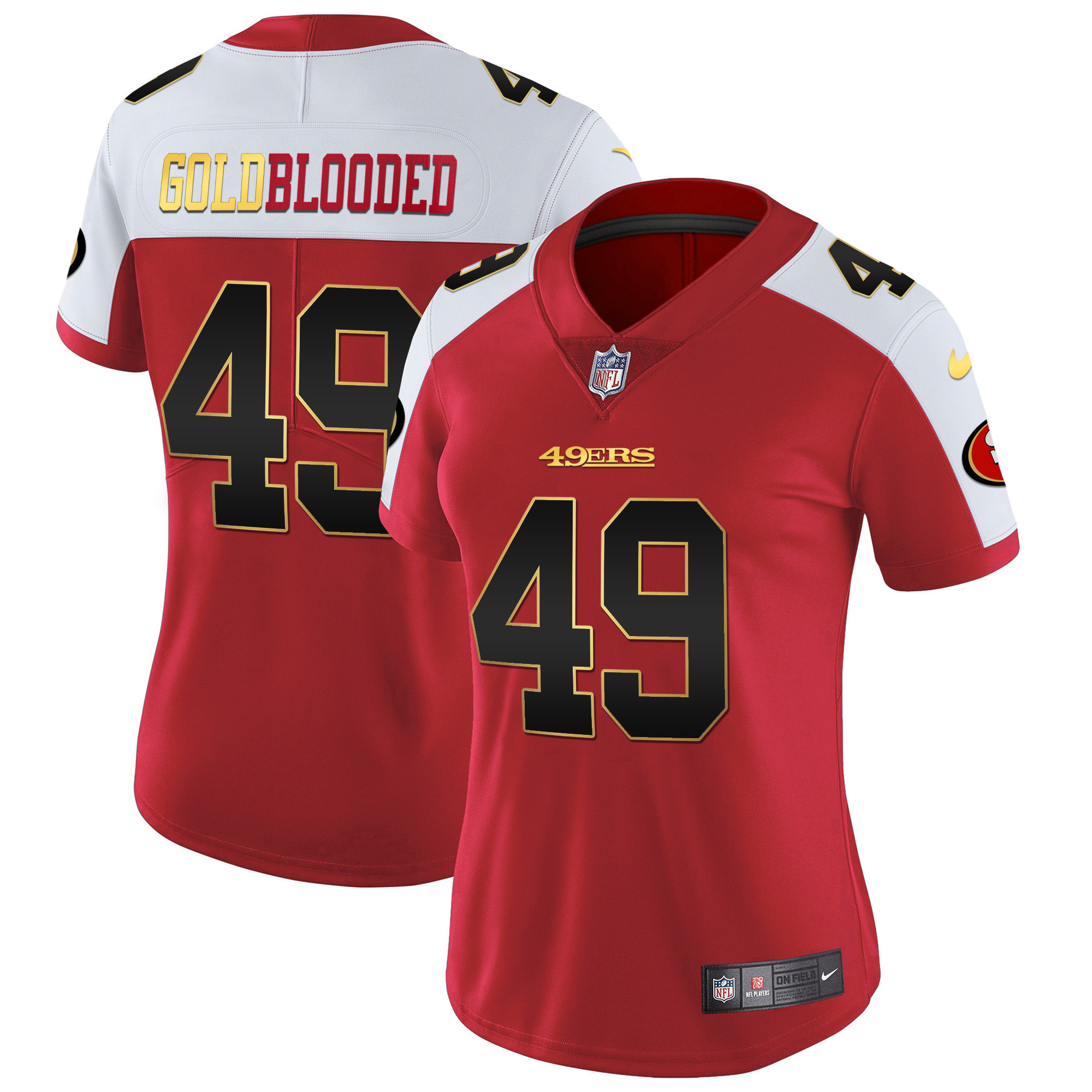Women's San Francisco 49ers Gold Blooded Alternate Red Jersey - All Stitched
