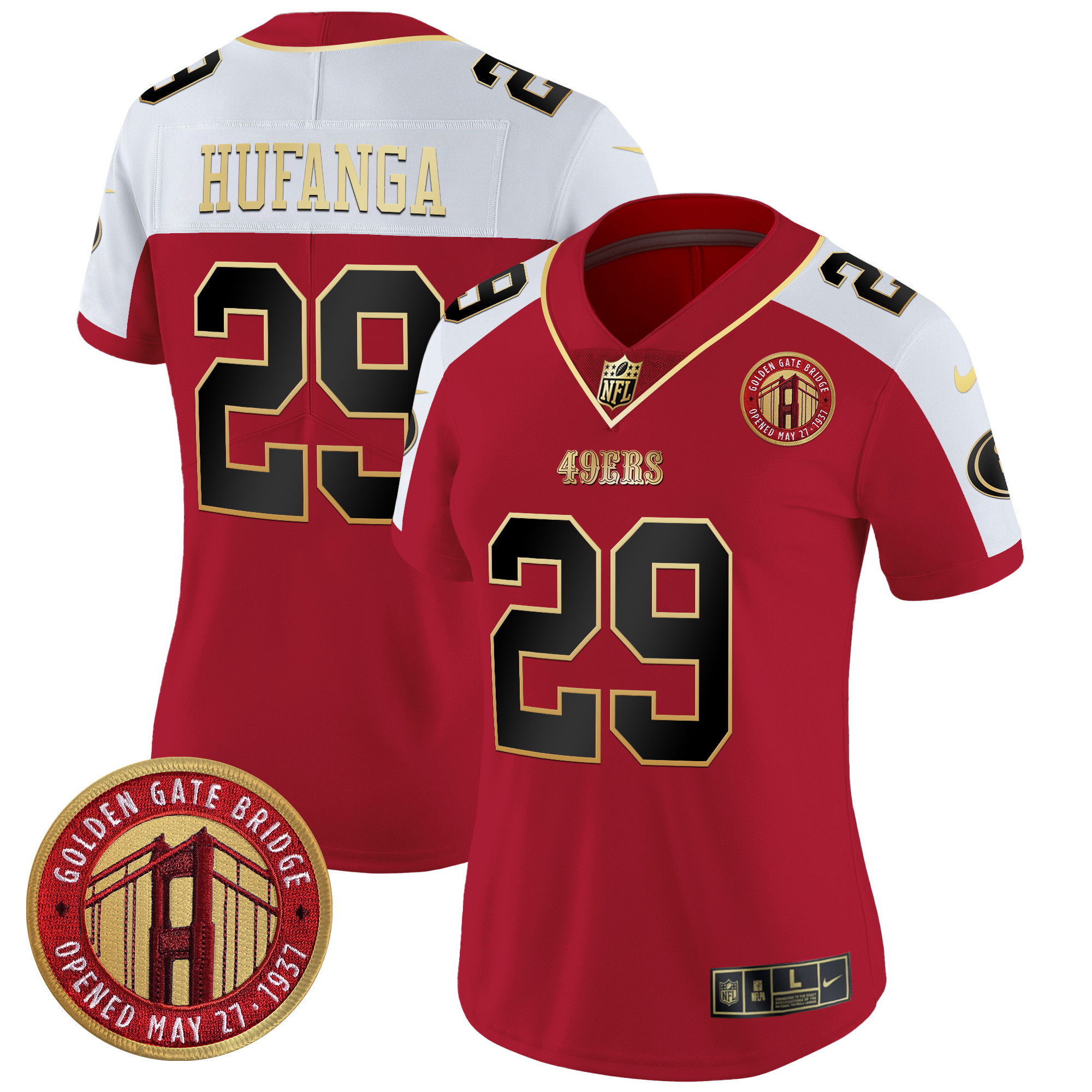 Women's San Francisco 49ers Golden Gate Bridge Patch Vapor Limited Custom Alternate Jersey - All Stitched