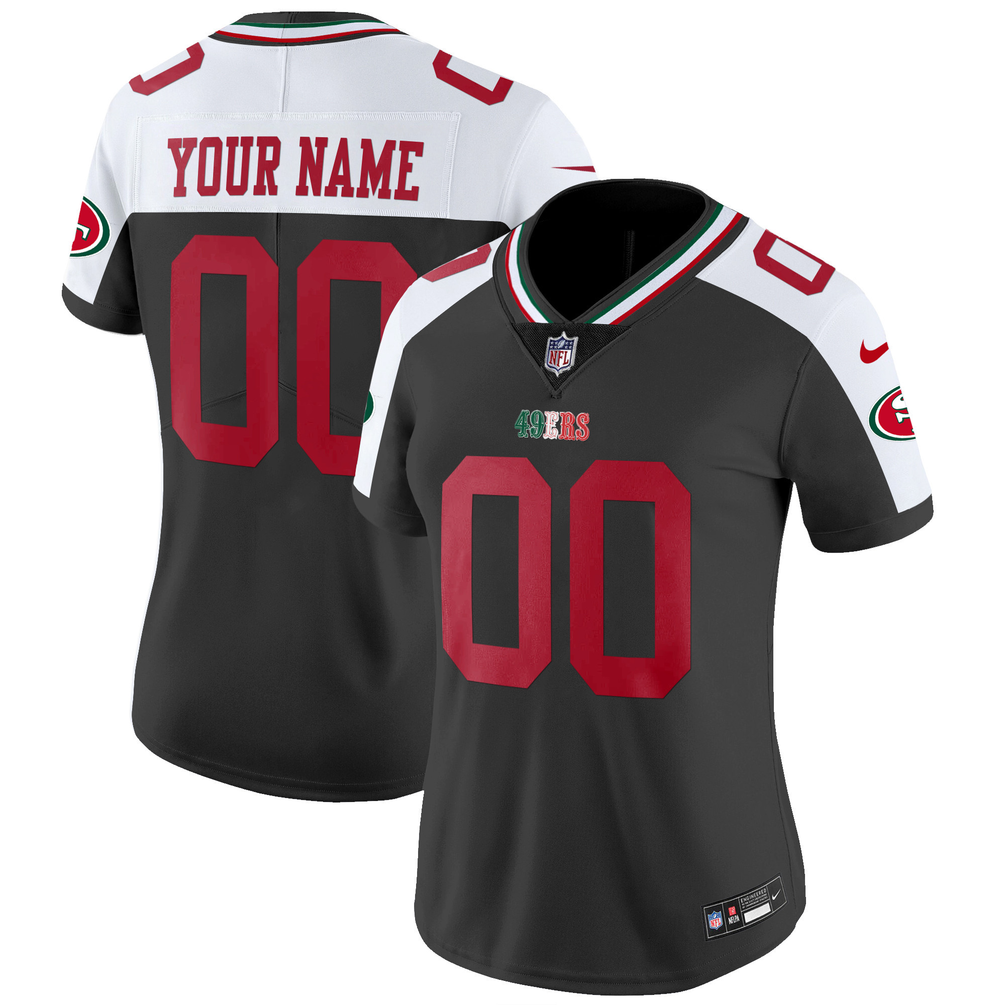 Women's San Francisco 49ers Mexico Vapor Custom Black Alternate Jersey V2 - All Stitched