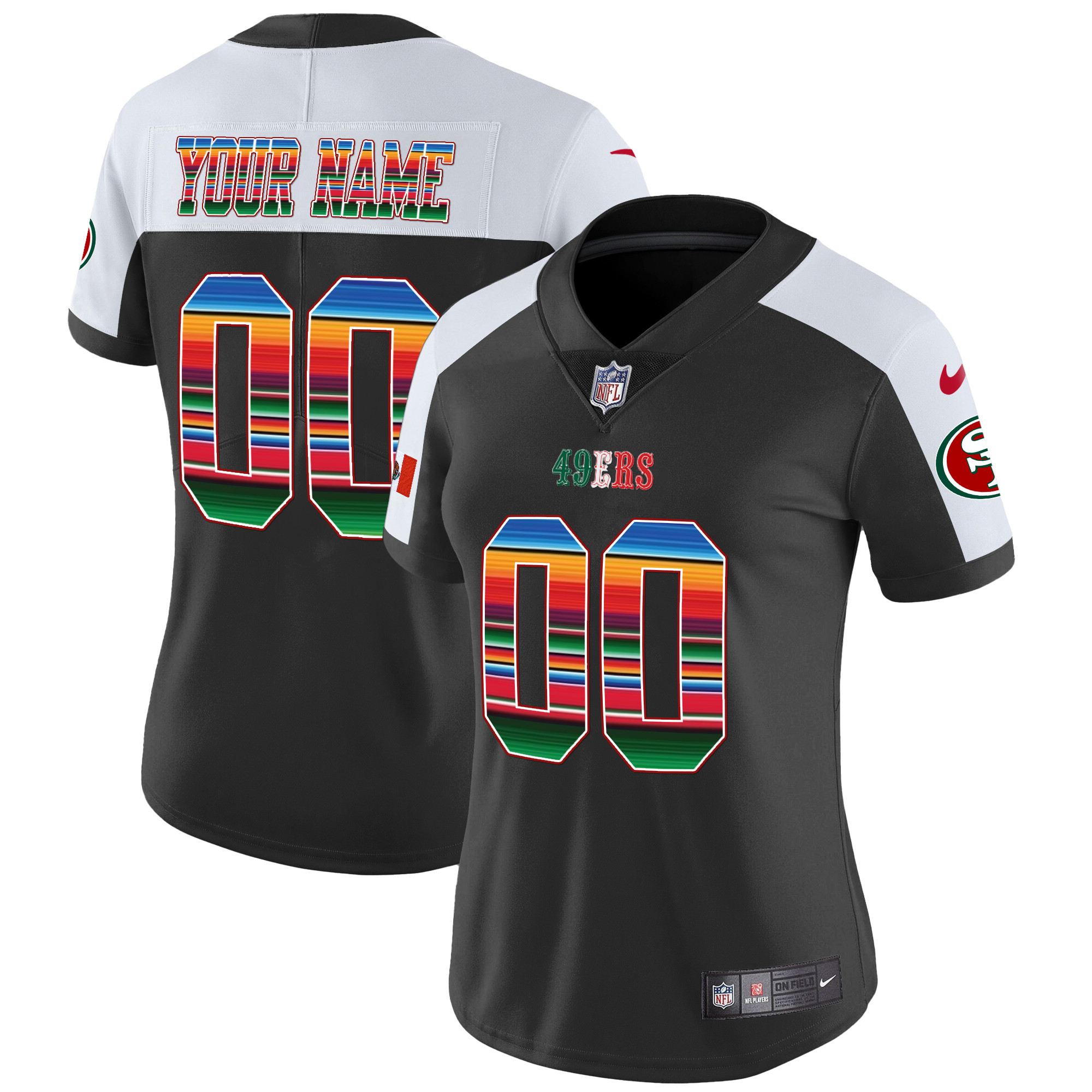 Women's San Francisco 49ers Mexico Vapor Custom Black Alternate Jersey V3 - All Stitched