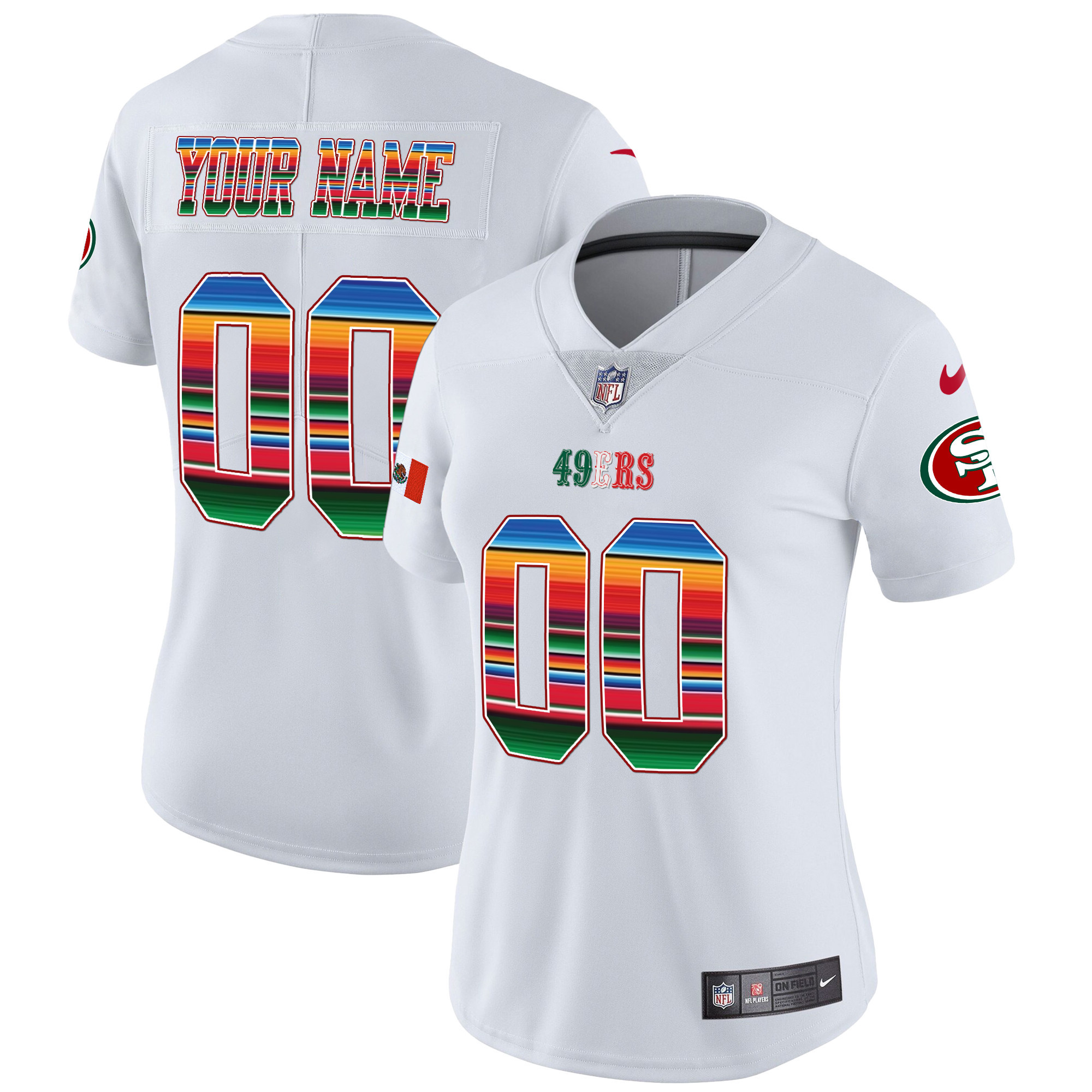 Women's San Francisco 49ers Mexico Vapor Custom White Jersey V3 - All Stitched