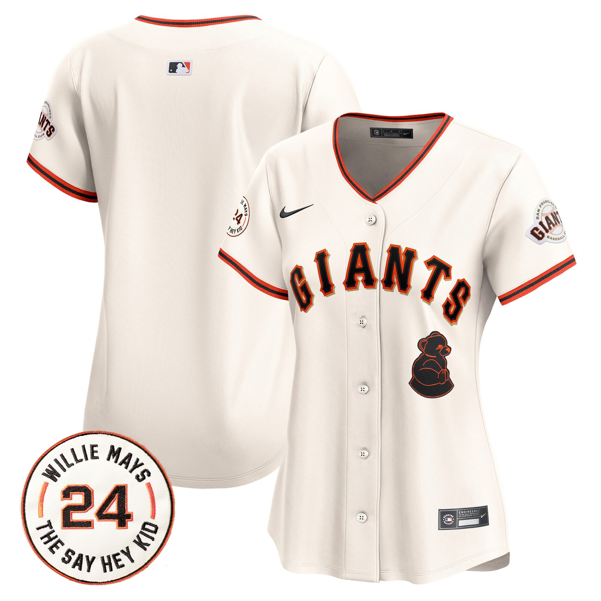Women's San Francisco Giants 2024 Willie Mays Patch Vapor Premier Limited Cream Jersey V4 - All Stitched