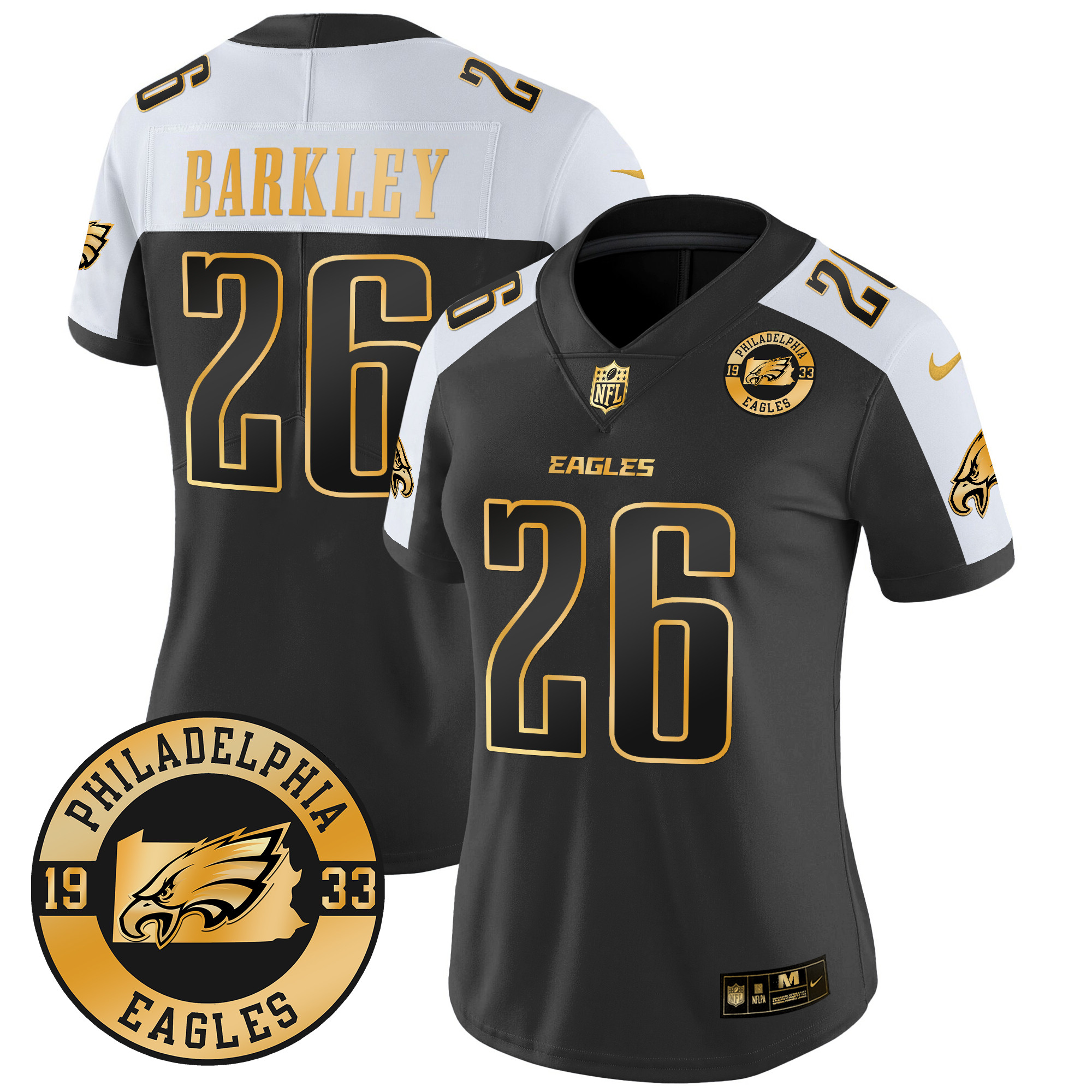 Women's Saquon Barkley Philadelphia Eagles 2024 Gold Vapor Limited Alternate Jersey - All Stitched
