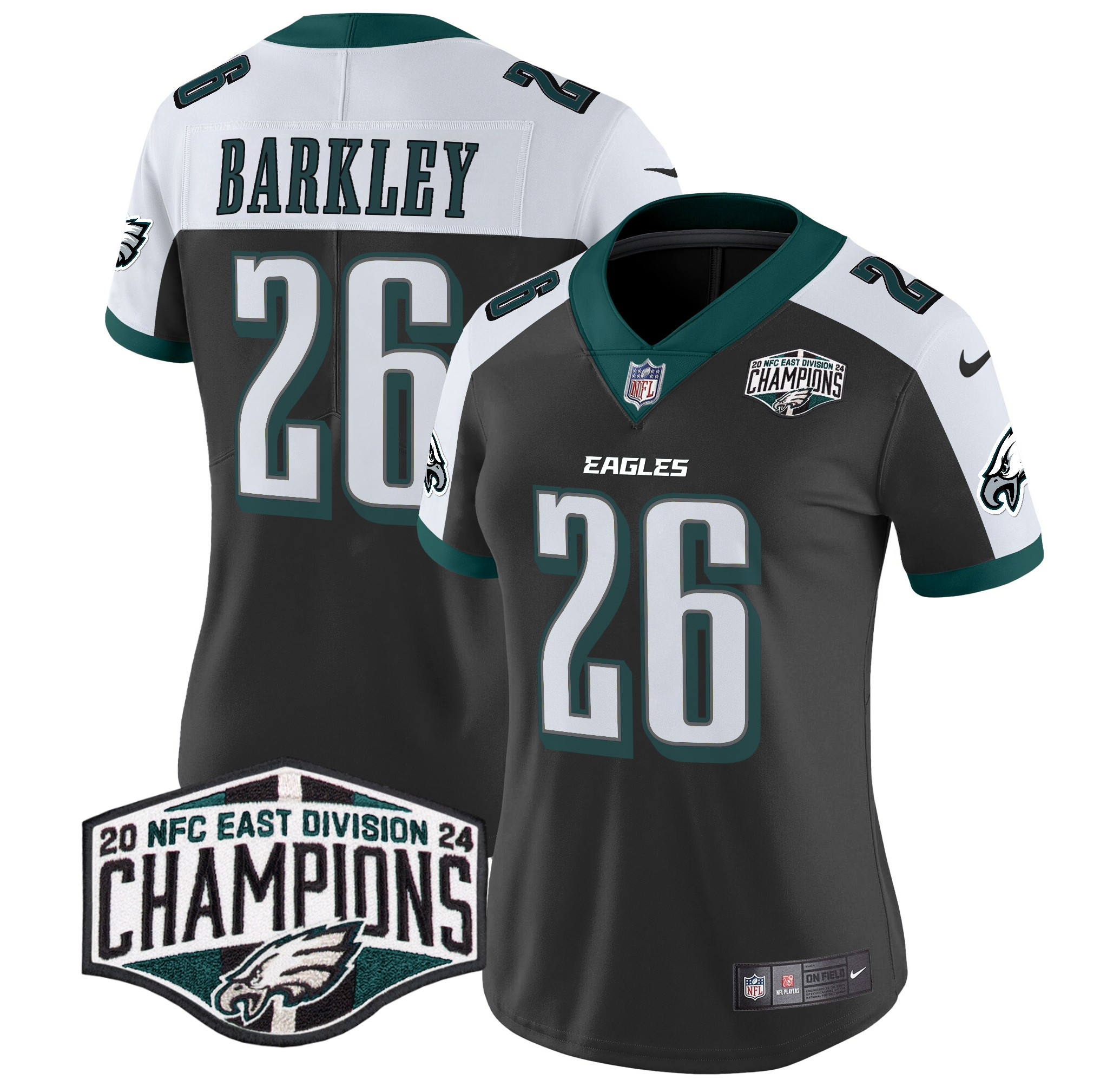 Women's Saquon Barkley Philadelphia Eagles 2024 NFC East Division Champions Vapor Limited Black Alternate Jersey - All Stitched