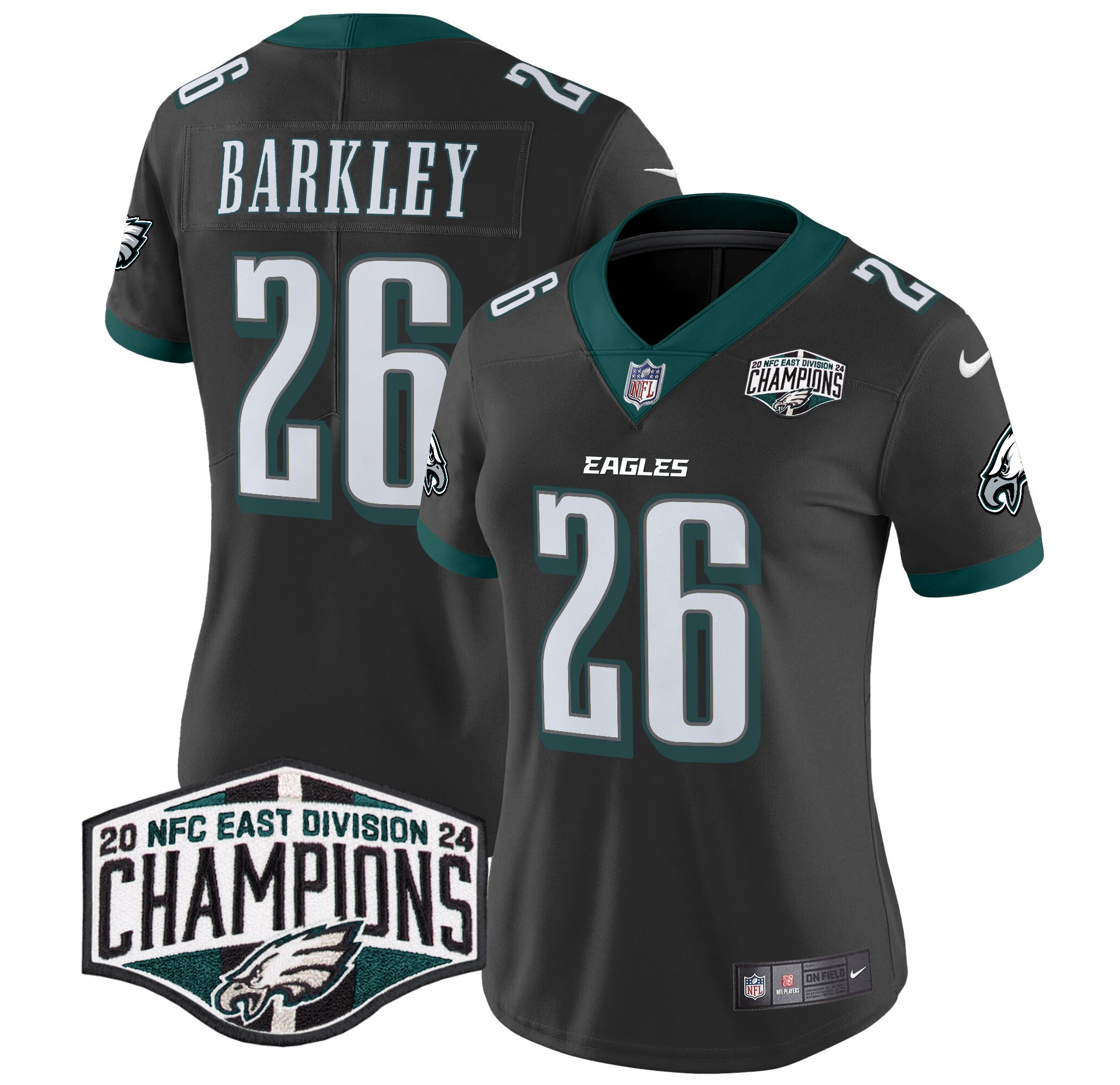 Women's Saquon Barkley Philadelphia Eagles 2024 NFC East Division Champions Vapor Limited Black Jersey - All Stitched