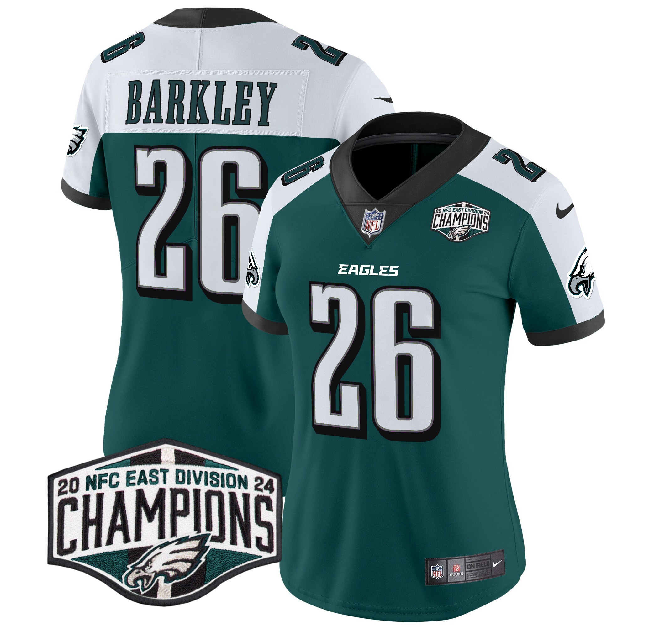 Women's Saquon Barkley Philadelphia Eagles 2024 NFC East Division Champions Vapor Limited Green Alternate Jersey - All Stitched