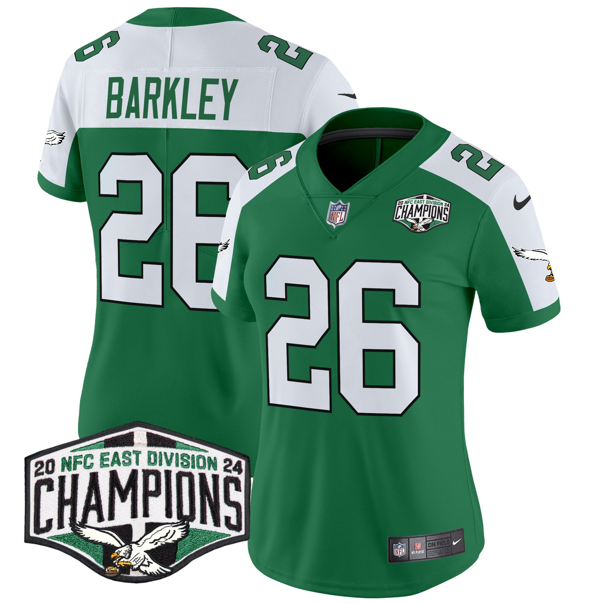 Women's Saquon Barkley Philadelphia Eagles Kelly Green 2024 NFC East Division Champions Vapor Limited Kelly Alternate Jersey - All Stitched