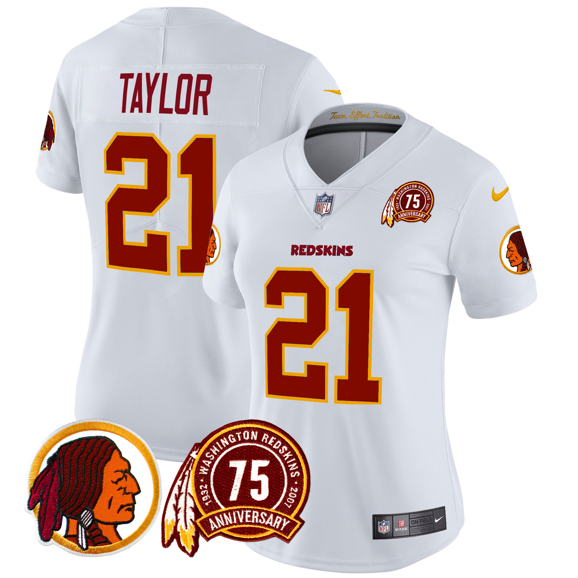 Women's Sean Taylor Washington Commanders 75th Patch Throwback Vapor Limited White Jersey - All Stitched