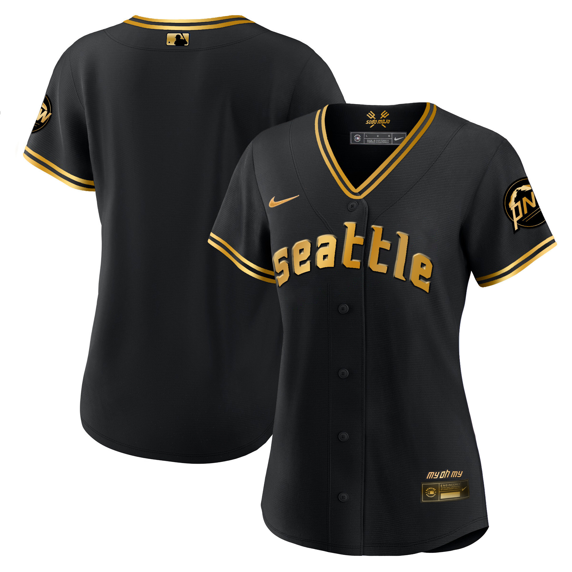 Women's Seattle Mariners 2023 City Connect Gold Black Gold Jersey - All Stitched
