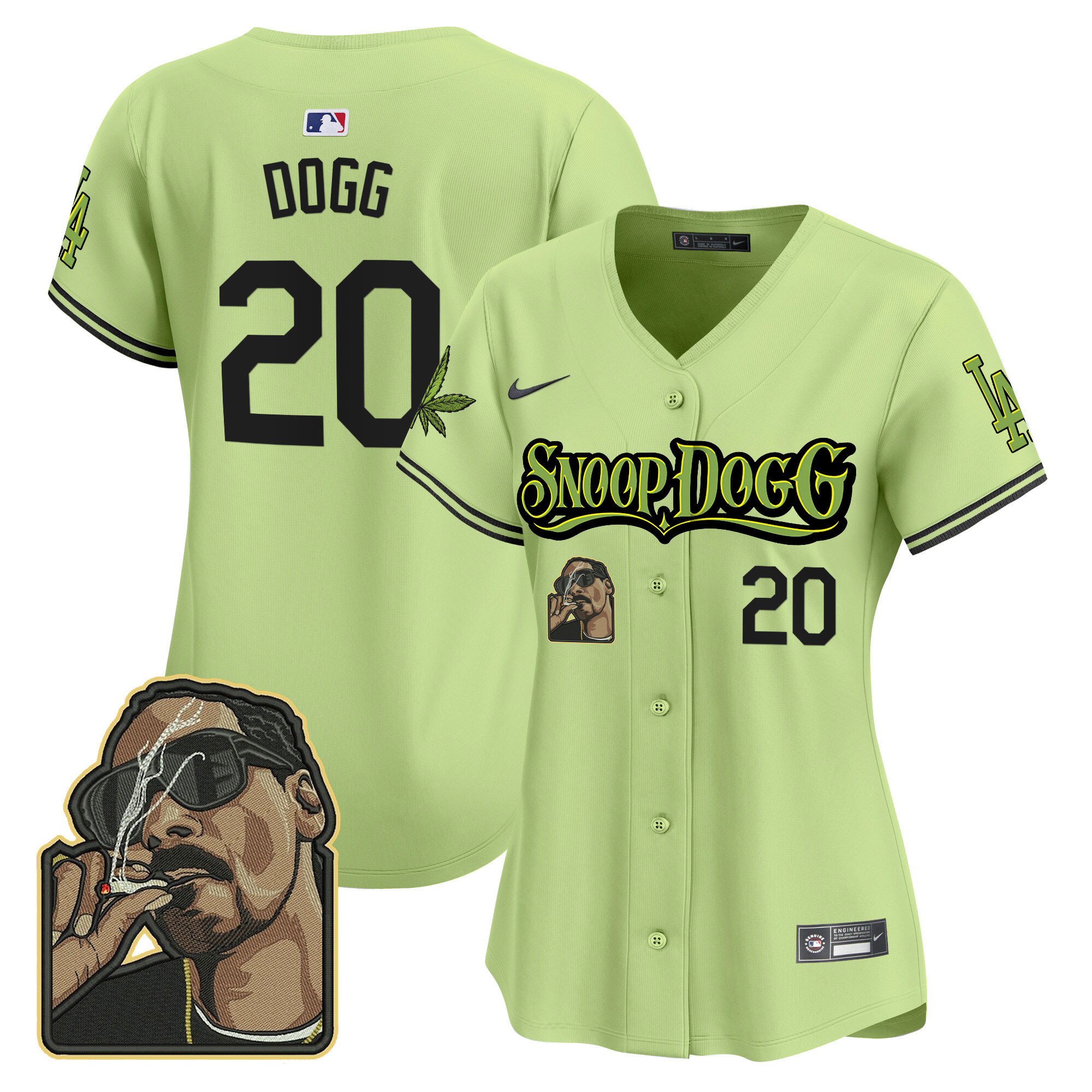 Women's Snoop Dogg Los Angeles Dodgers Snoop Dogg Vapor Premier Limited Light Green Jersey - Stitched