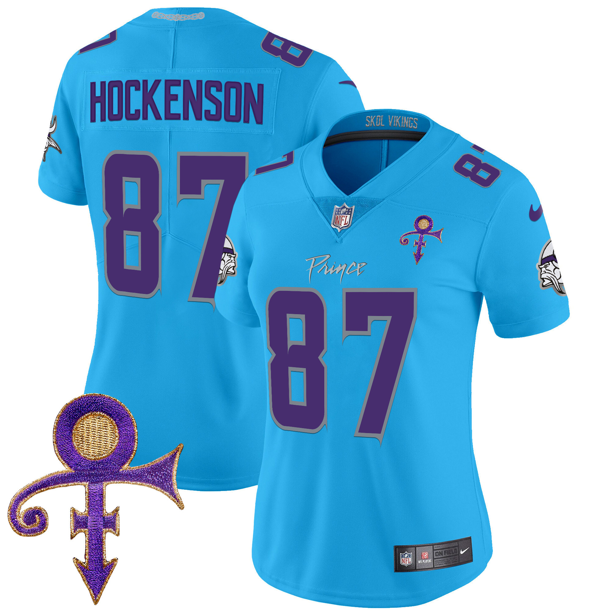 Women's T.J. Hockenson Minnesota Vikings 2024 Prince Vapor Limited Light Blue Jersey - All Stitched