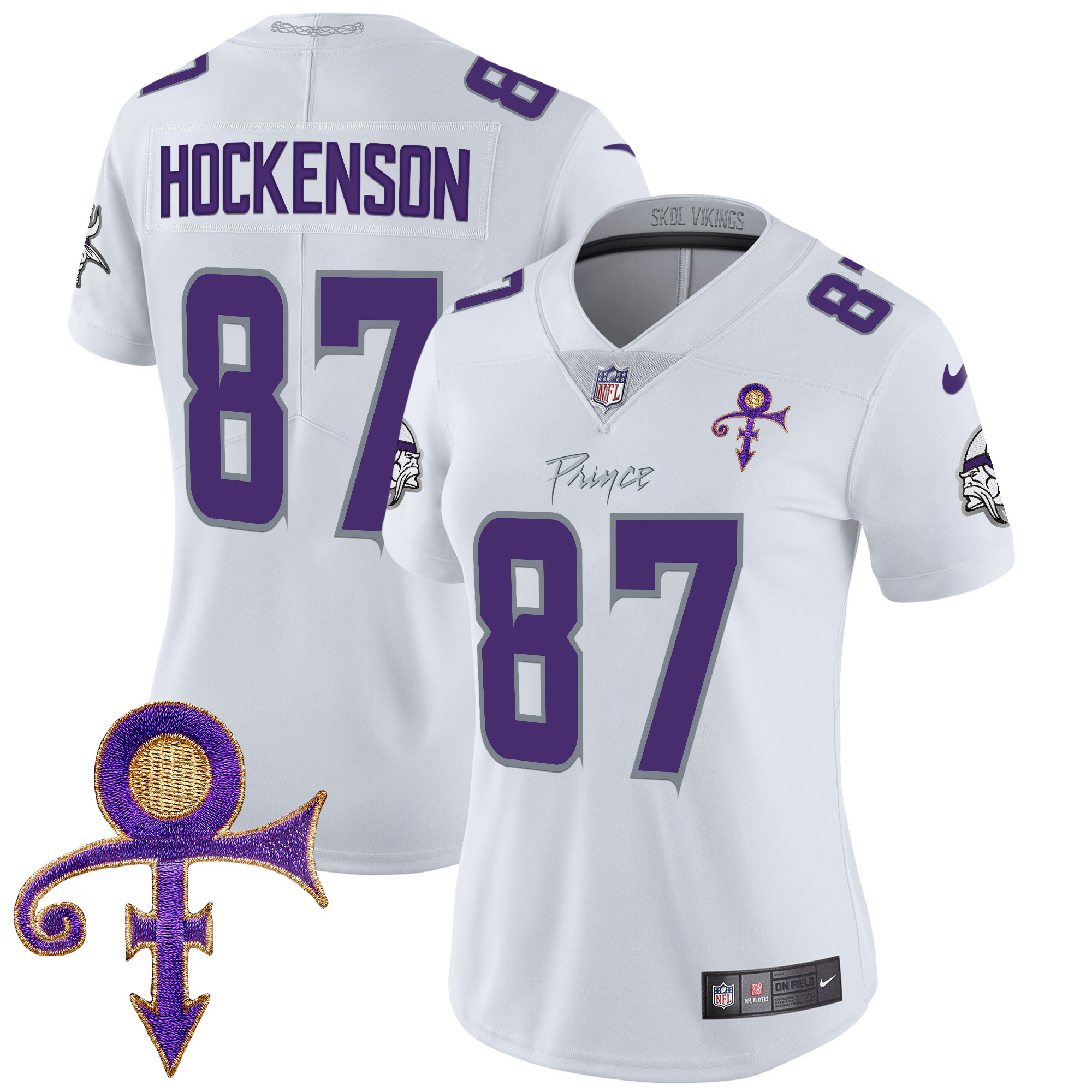 Women's T.J. Hockenson Minnesota Vikings 2024 Prince Vapor Limited White Limited Jersey - All Stitched