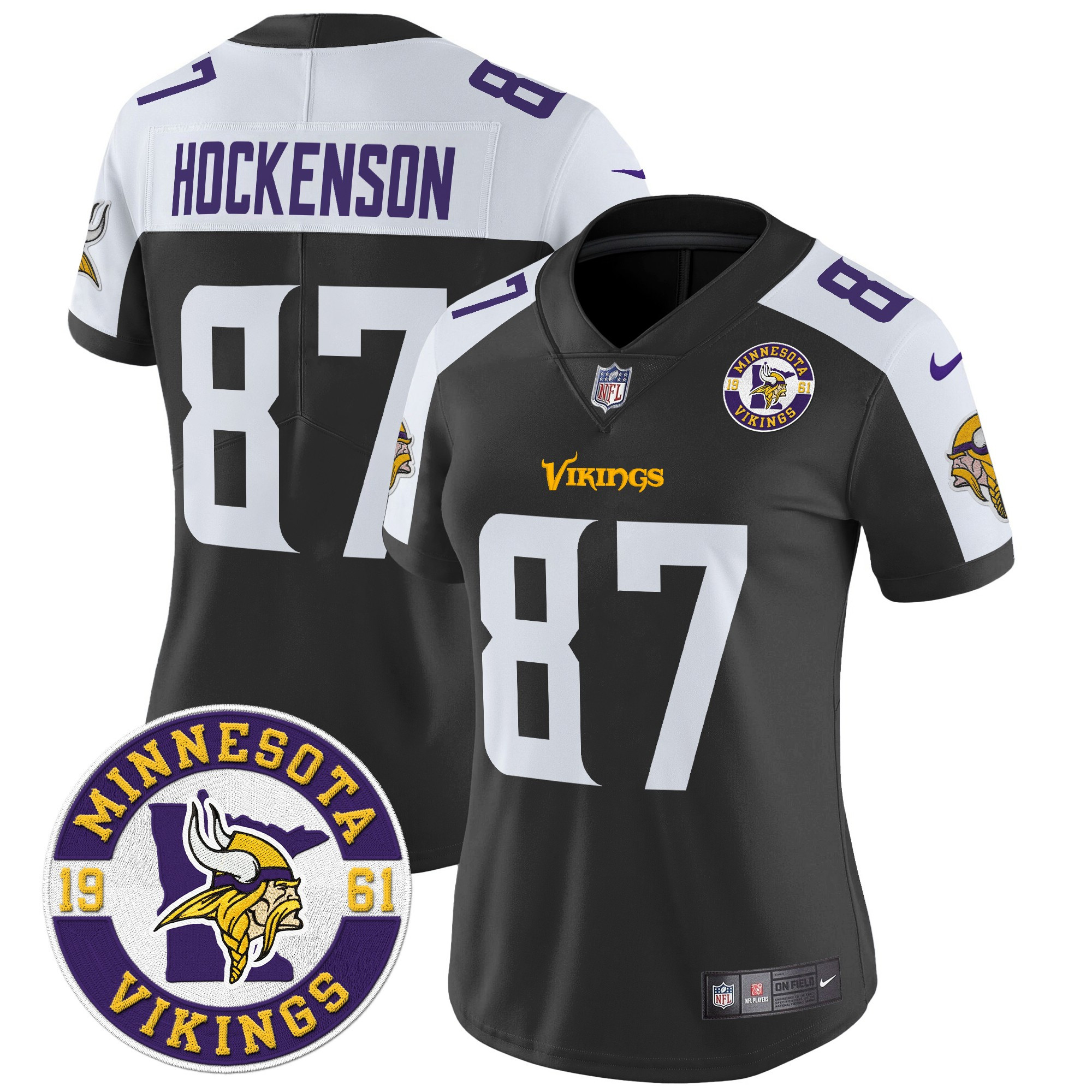 Women's T.J. Hockenson Minnesota Vikings 2024 Vapor Limited Black Alternate Jersey - All Stitched
