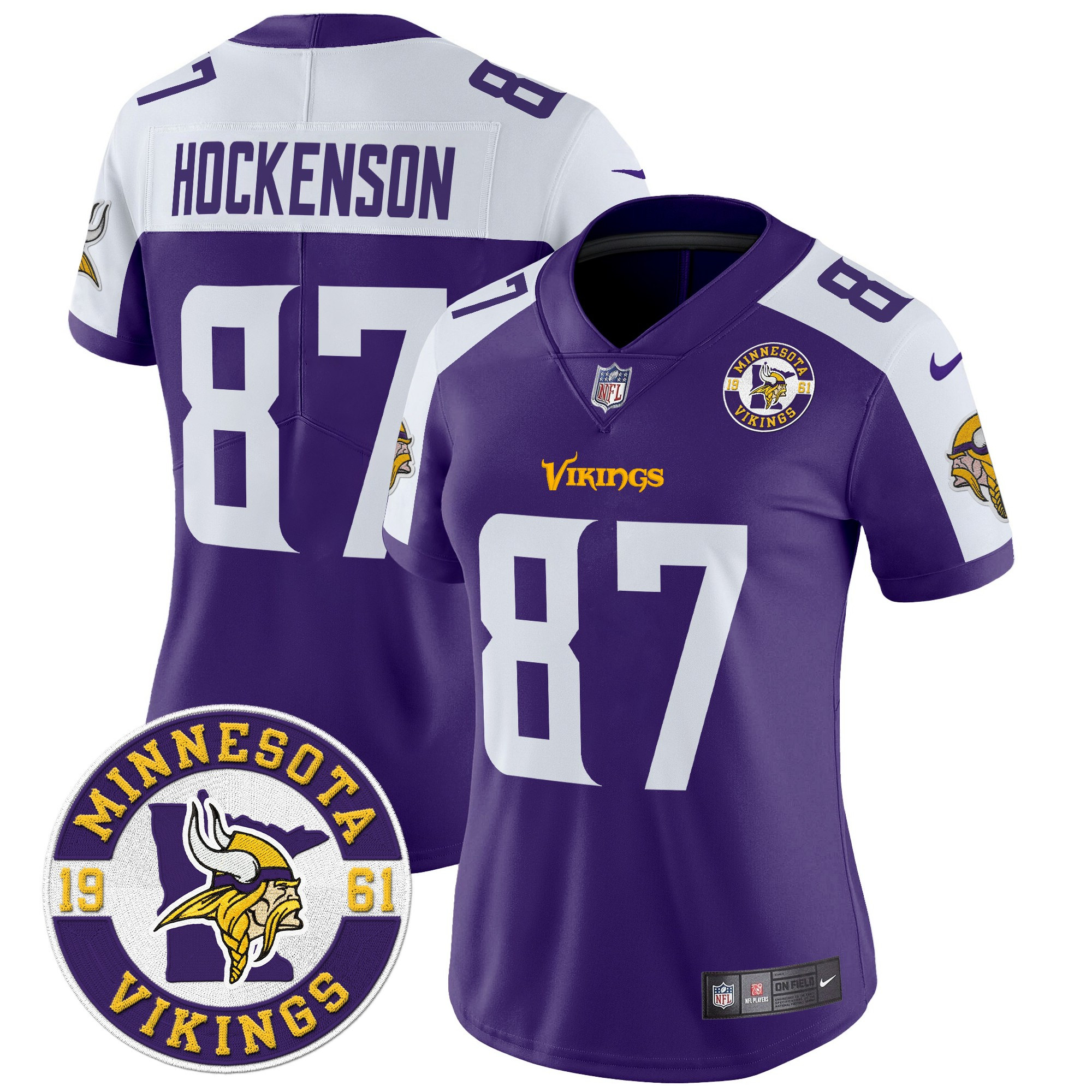Women's T.J. Hockenson Minnesota Vikings 2024 Vapor Limited Purple Alternate Jersey - All Stitched