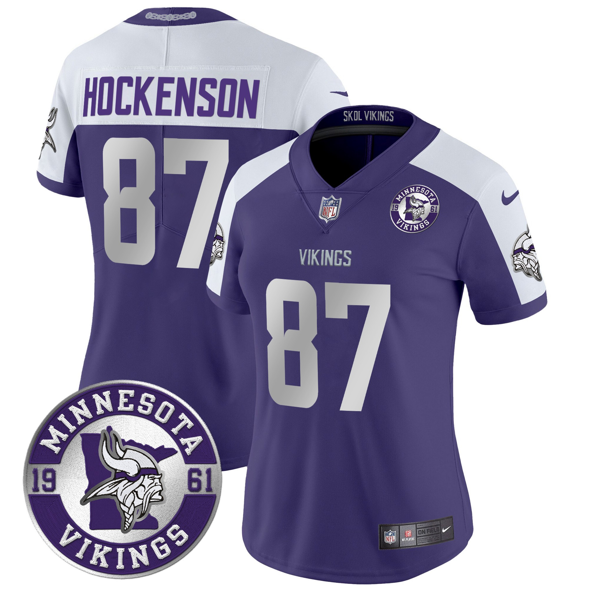 Women's T.J. Hockenson Minnesota Vikings 2024 Vapor Limited Purple Alternate Jersey - All Stitched