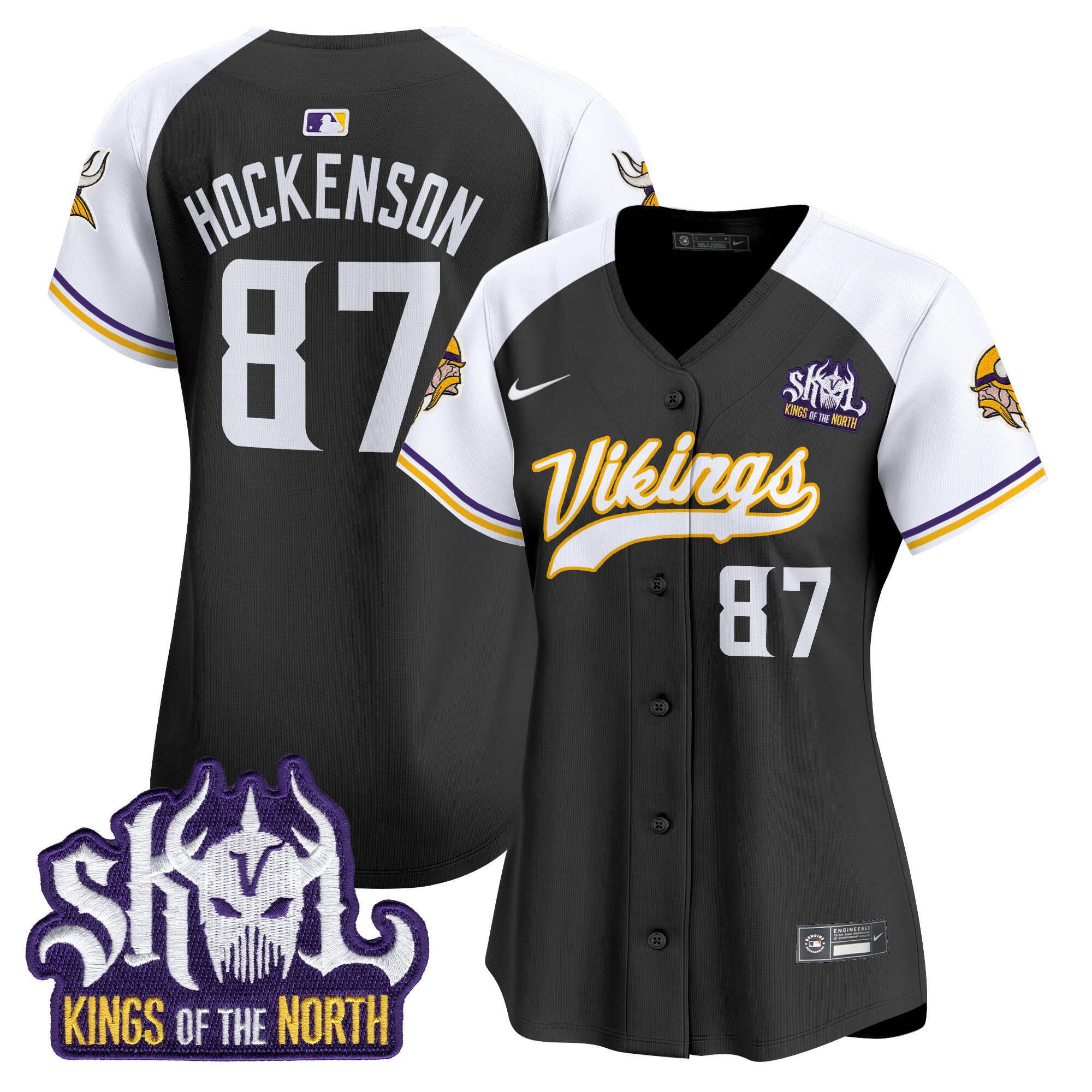 Women's T.J. Hockenson Minnesota Vikings Kings Of The North Patch Vapor Premier Limited Black Alternate Jersey - All Stitched