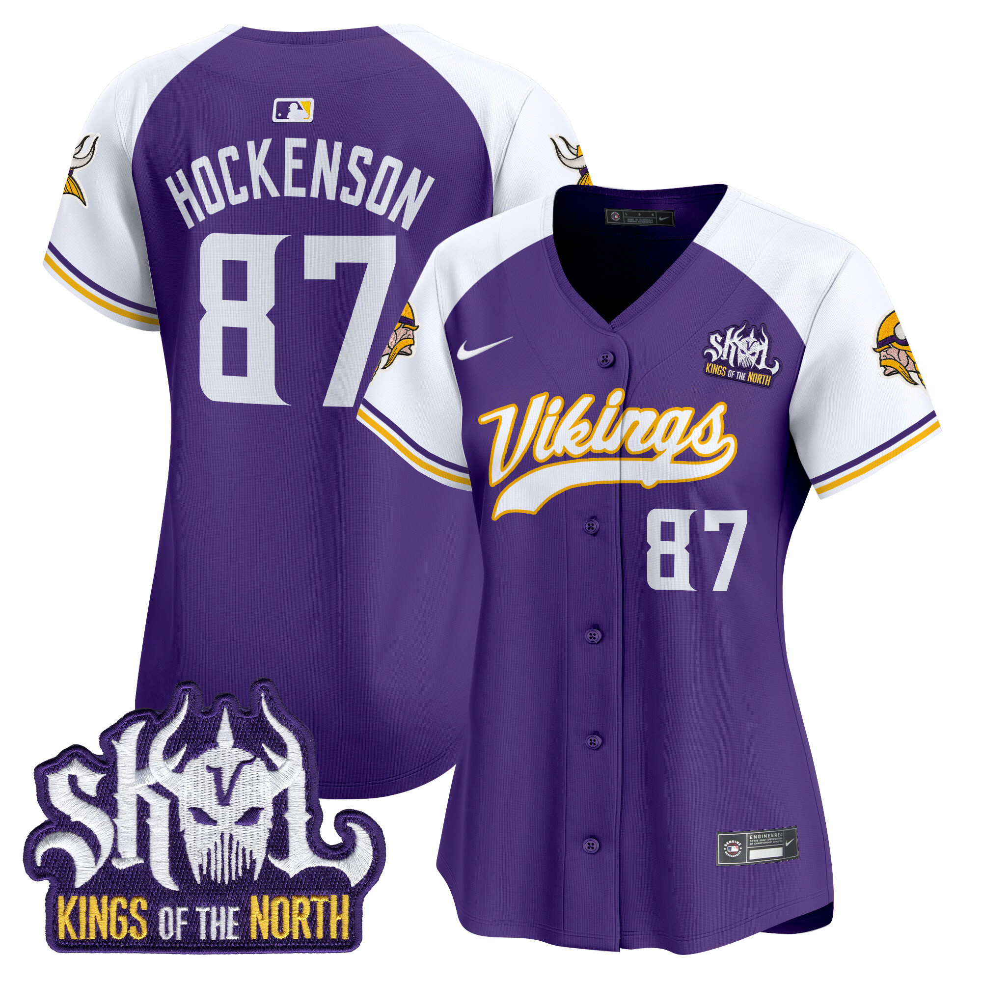 Women's T.J. Hockenson Minnesota Vikings Kings Of The North Patch Vapor Premier Limited Purple Alternate Jersey - All Stitched