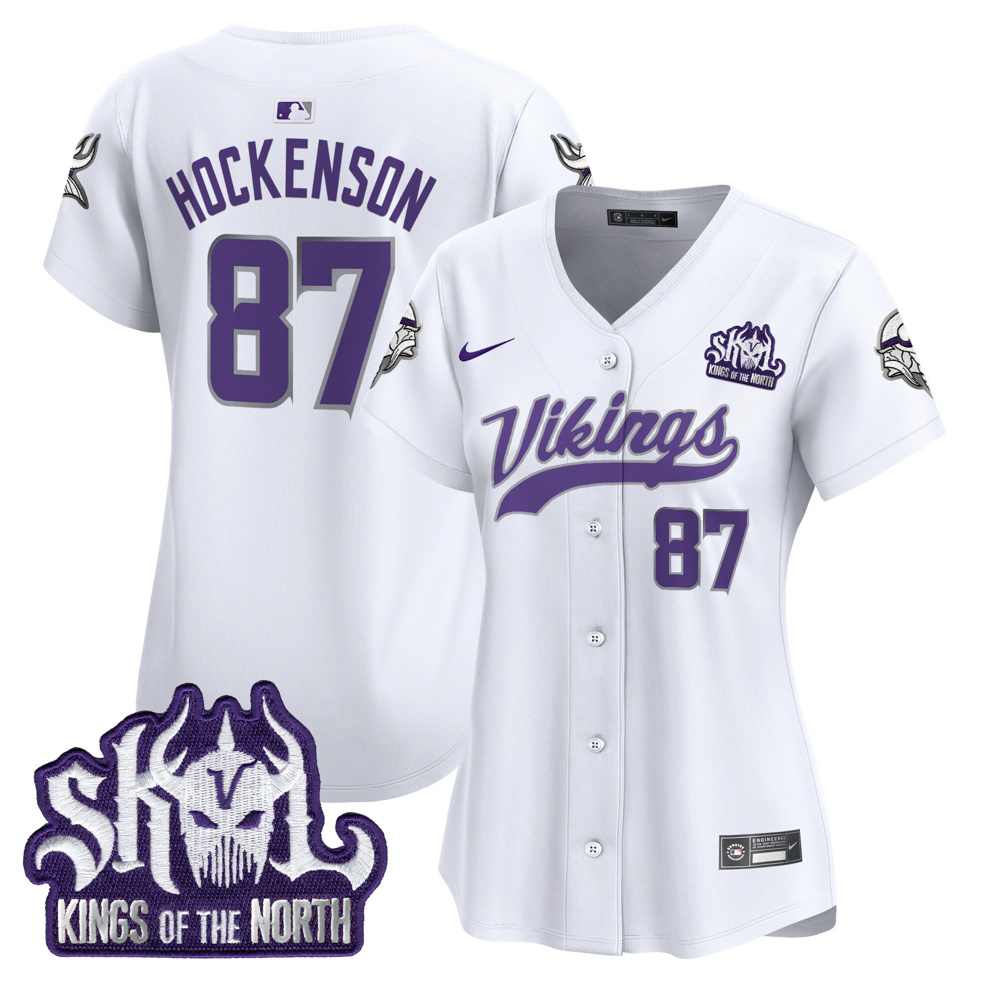 Women's T.J. Hockenson Minnesota Vikings Kings Of The North Patch Vapor Premier Limited Winter Warrior Jersey - All Stitched