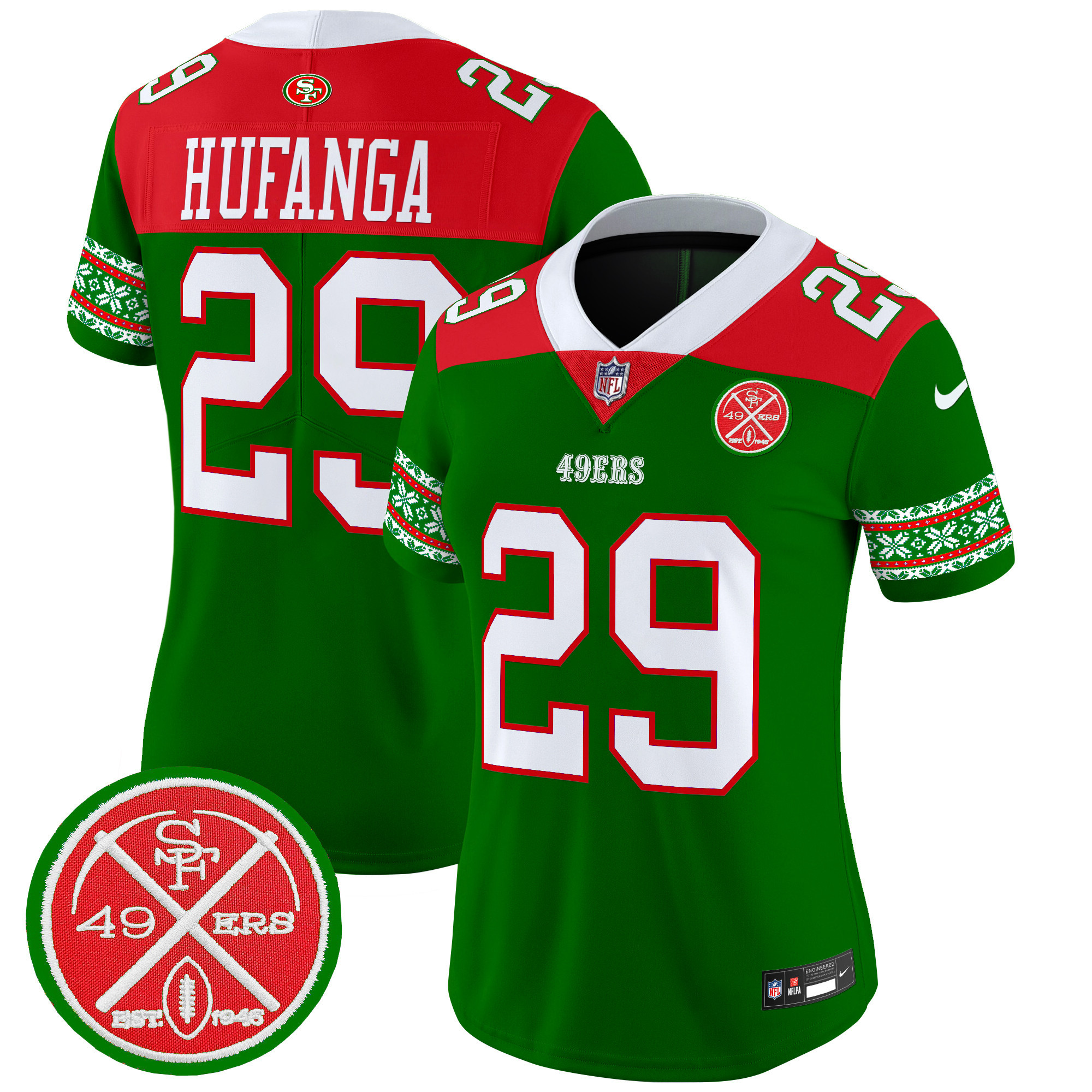 Women's Talanoa Hufanga San Francisco 49ers 2024 Christmas Vapor Limited Green Jersey - All Stitched