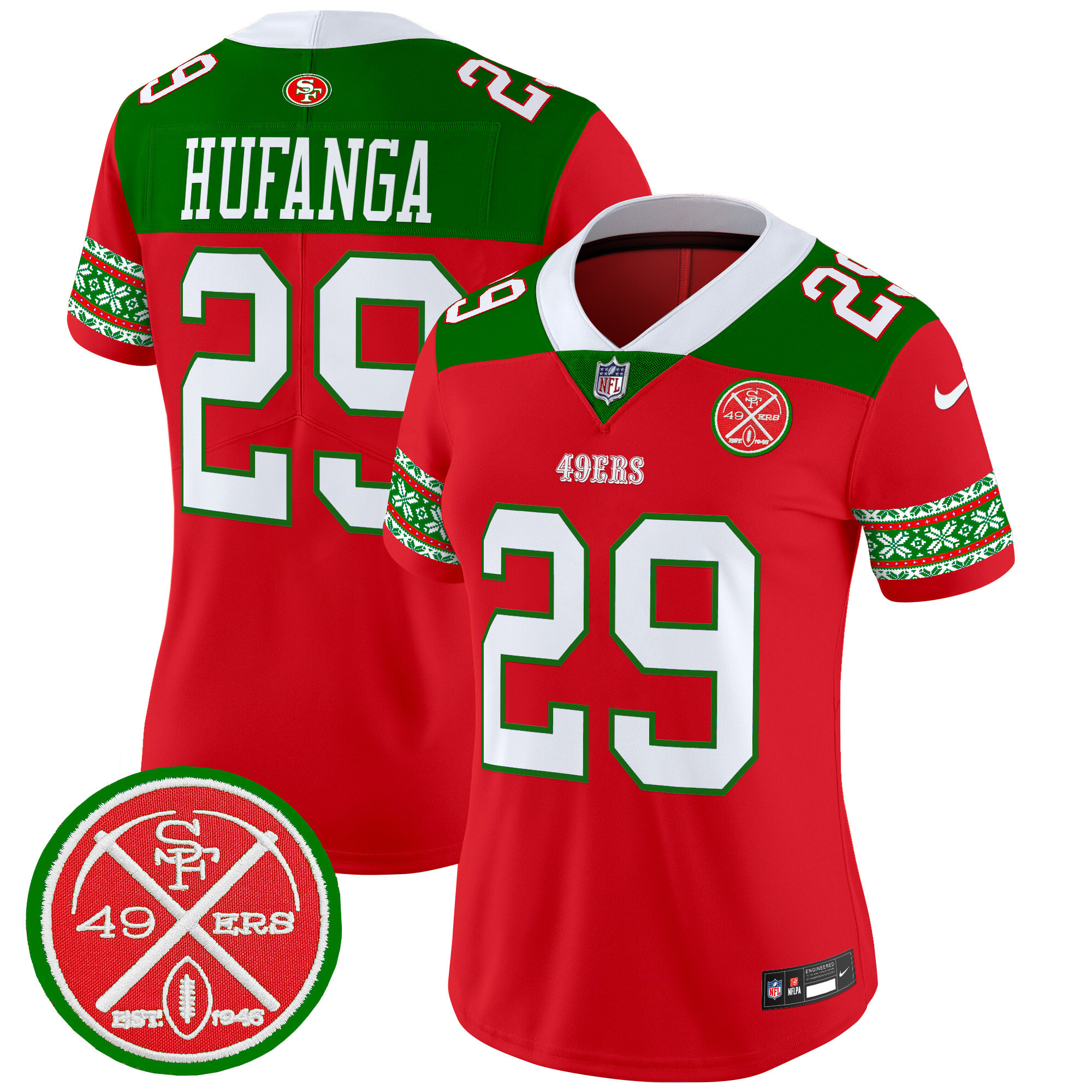 Women's Talanoa Hufanga San Francisco 49ers 2024 Christmas Vapor Limited Red Jersey - All Stitched