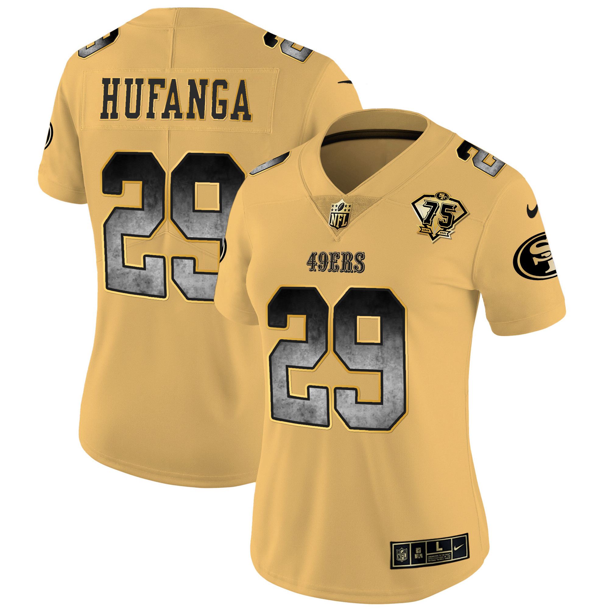 Women's Talanoa Hufanga San Francisco 49ers Arch Smoke Vapor Gold Jersey - All Stitched