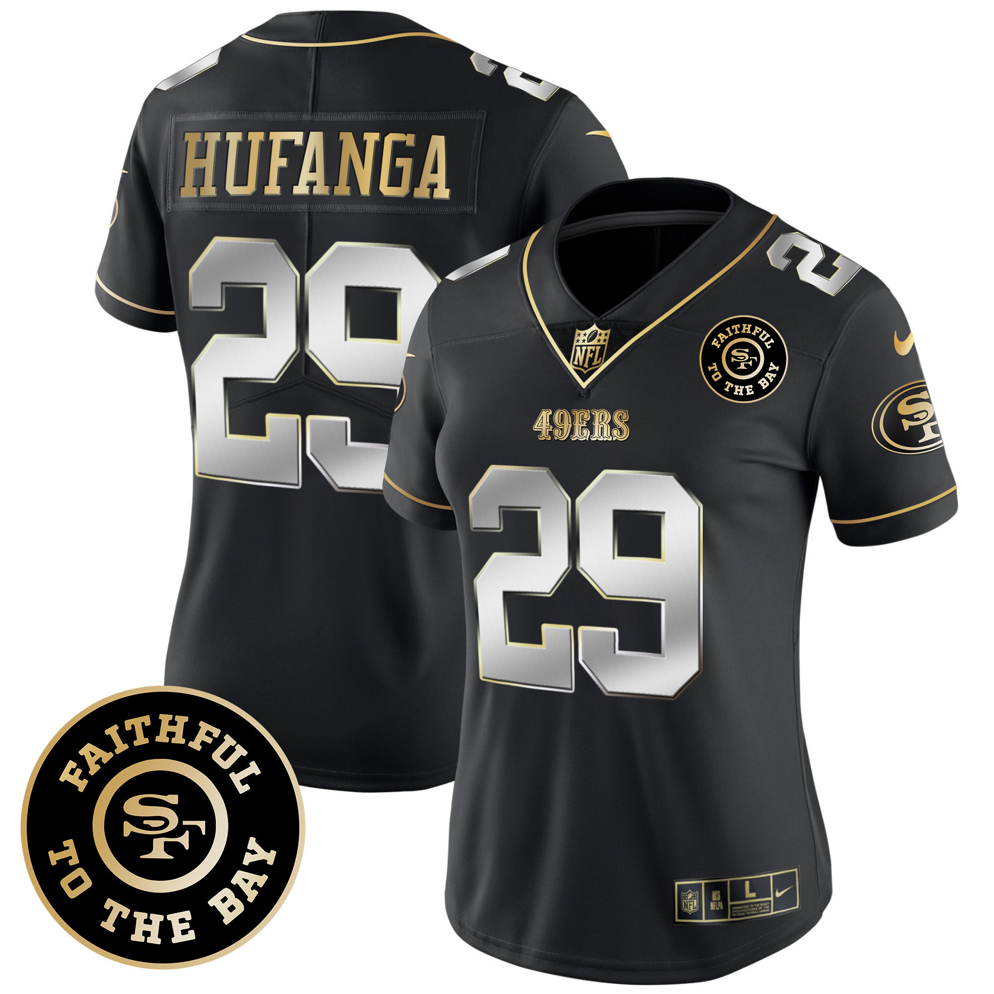 Women's Talanoa Hufanga San Francisco 49ers Faithful To The Bay Patch Vapor Limited Black Limited Jersey V7 - All Stitched