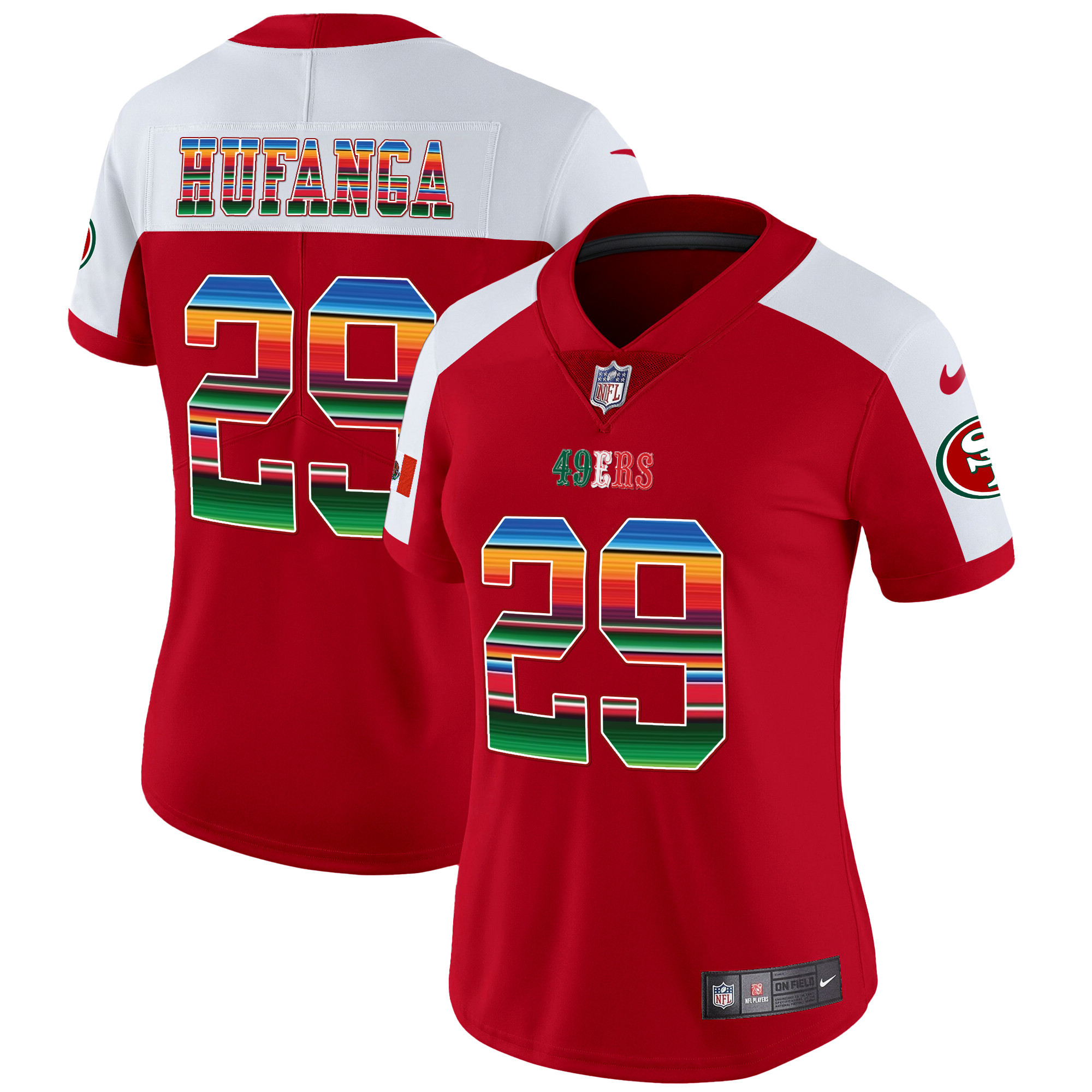 Women's Talanoa Hufanga San Francisco 49ers Mexico Vapor Red Alternate Jersey V3 - All Stitched