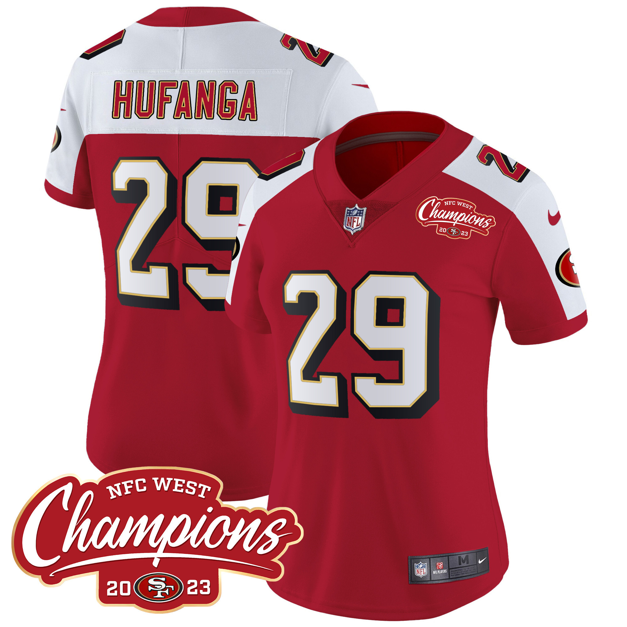 Women's Talanoa Hufanga San Francisco 49ers Throwback NFC West Champions Patch Vapor Alternate Jersey - All Stitched