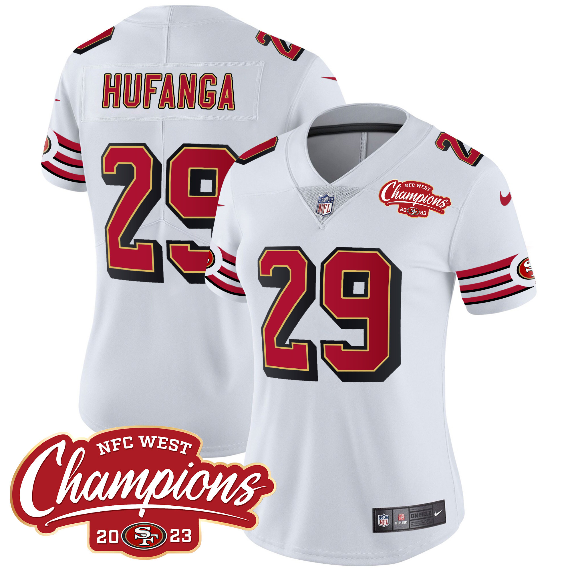 Women's Talanoa Hufanga San Francisco 49ers Throwback NFC West Champions Patch Vapor White Jersey - All Stitched