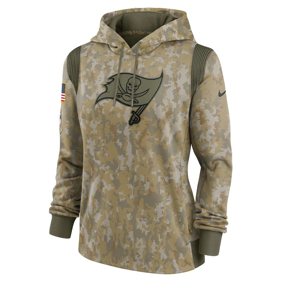Women’s Tampa Bay Buccaneers Nike Olive 2021 Salute To Service Therma Performance Pullover Hoodie