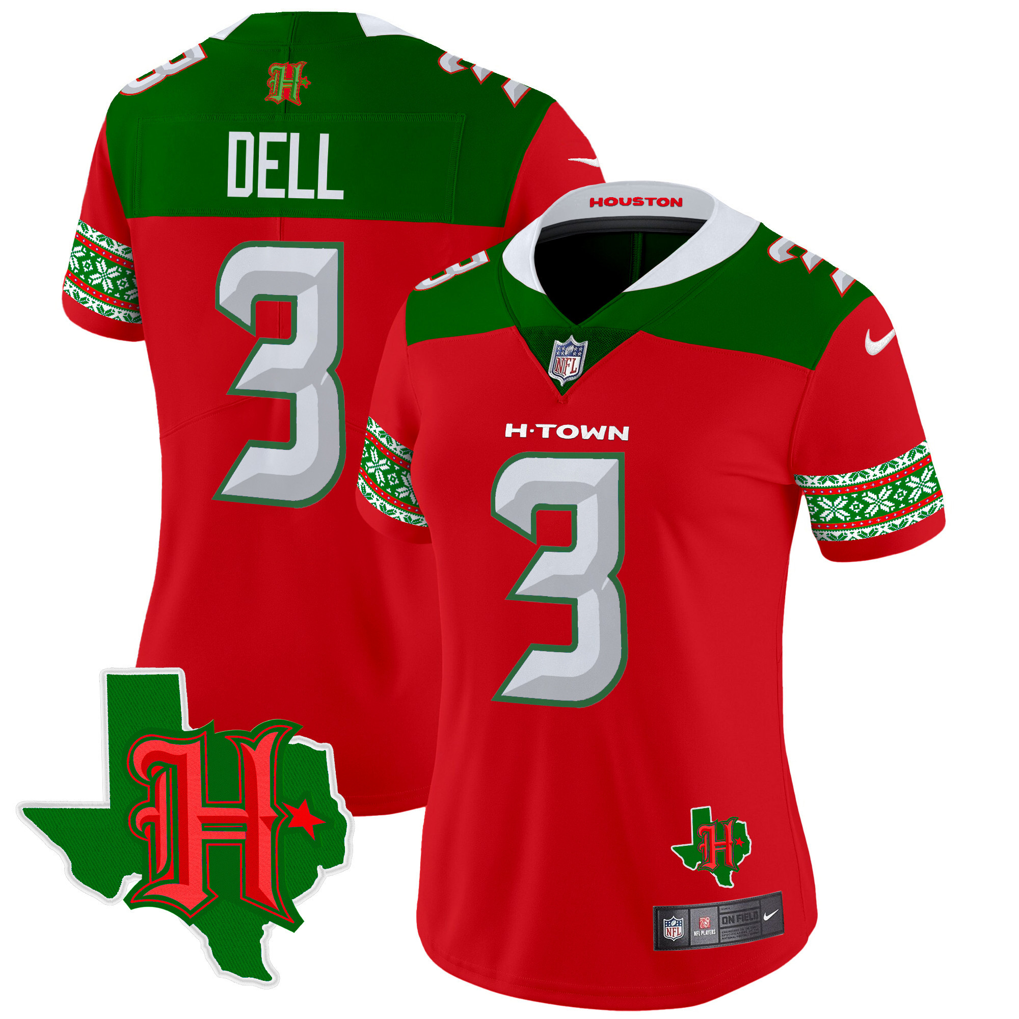 Women's Tank Dell Houston Texans 2024 Christmas Vapor Limited Red Jersey - All Stitched