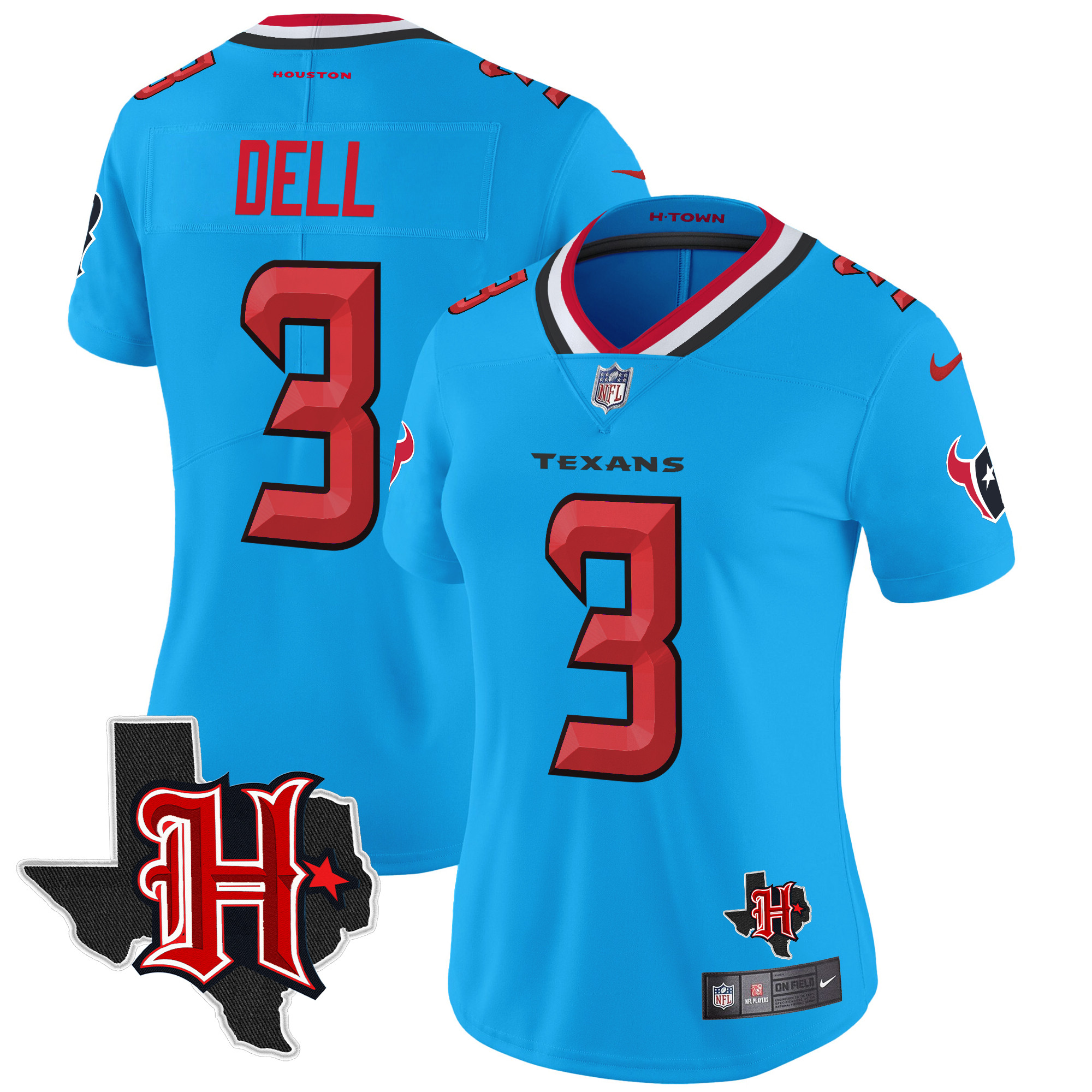 Women's Tank Dell Houston Texans 2024 Texas Patch Vapor Limited Blue Jersey - All Stitched
