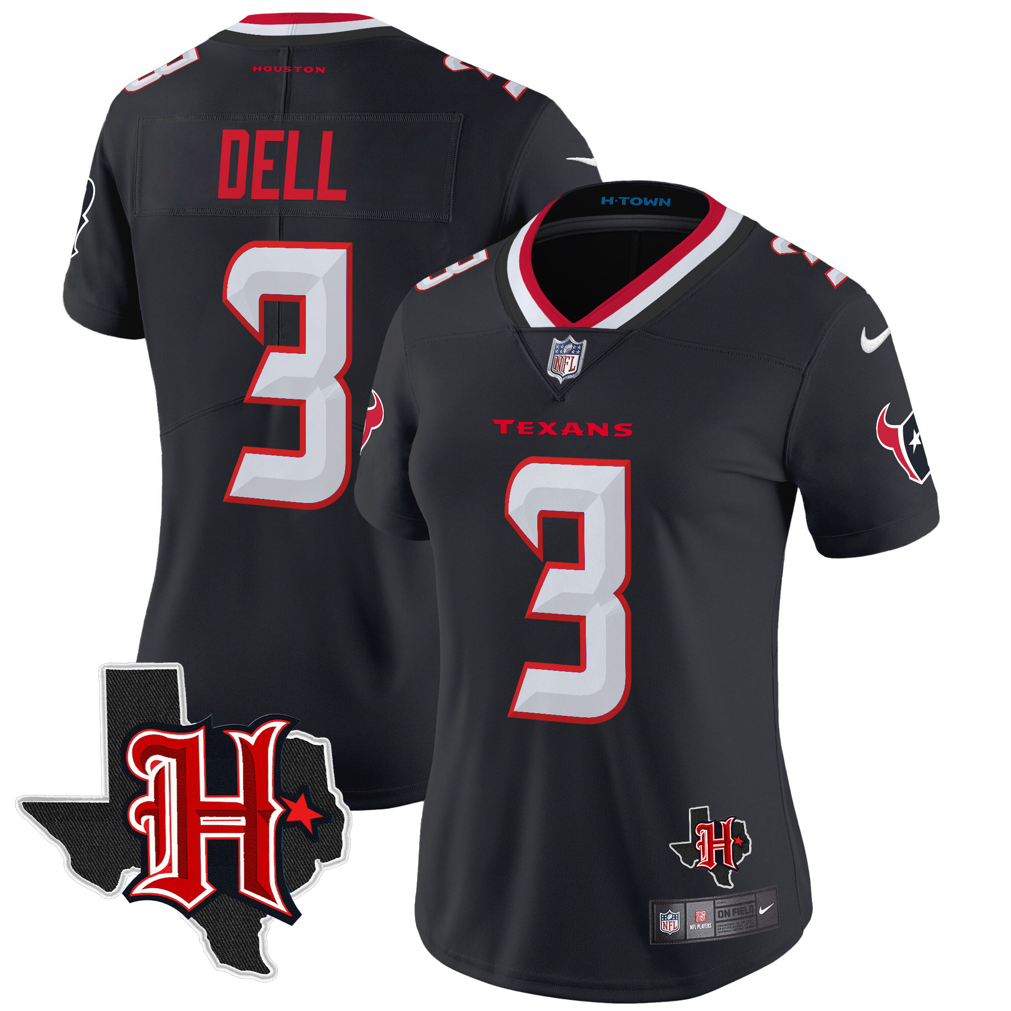Women's Tank Dell Houston Texans 2024 Texas Patch Vapor Limited Navy Jersey - All Stitched