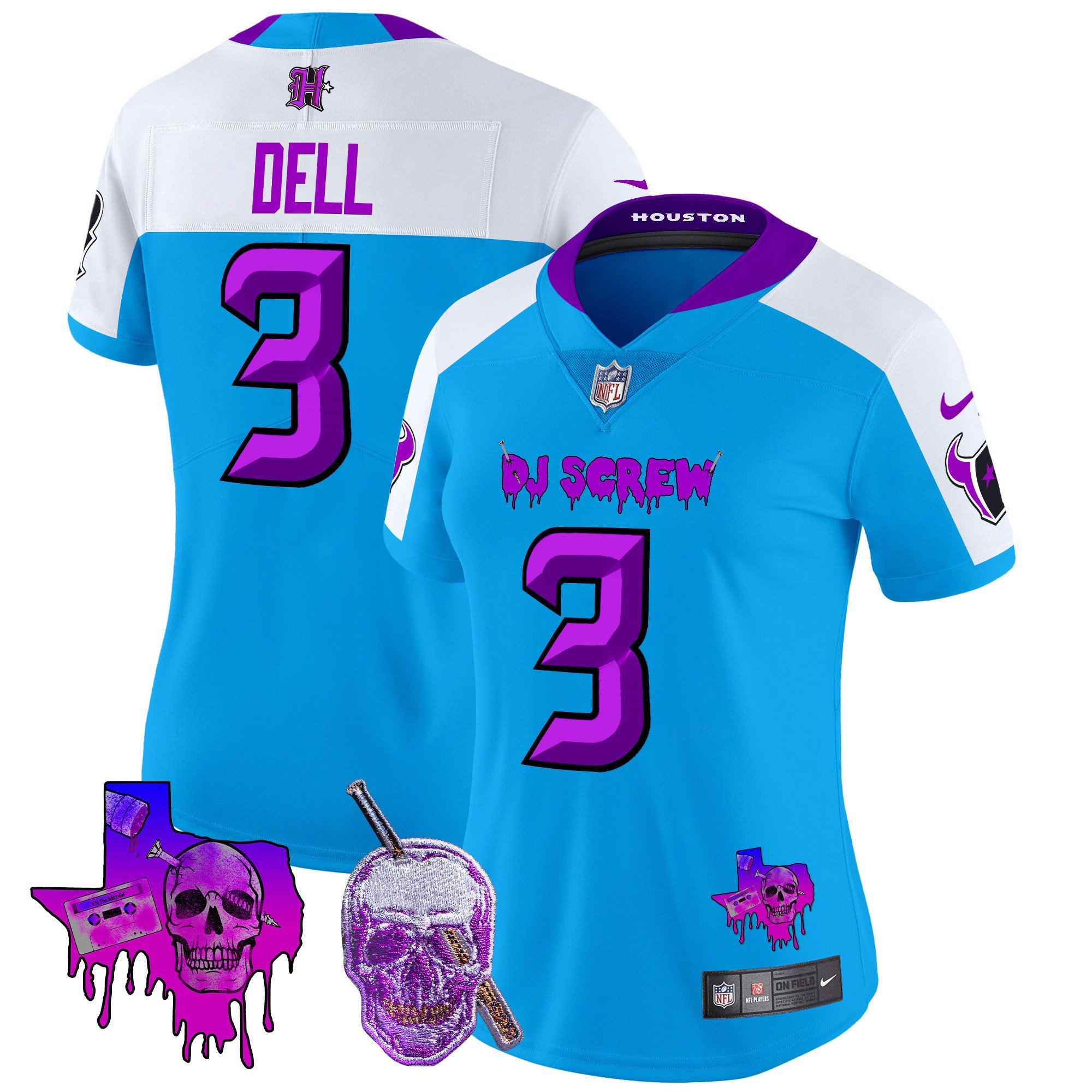 Women's Tank Dell Houston Texans DJ Screw Vapor Limited Blue Alternate Jersey - All Stitched