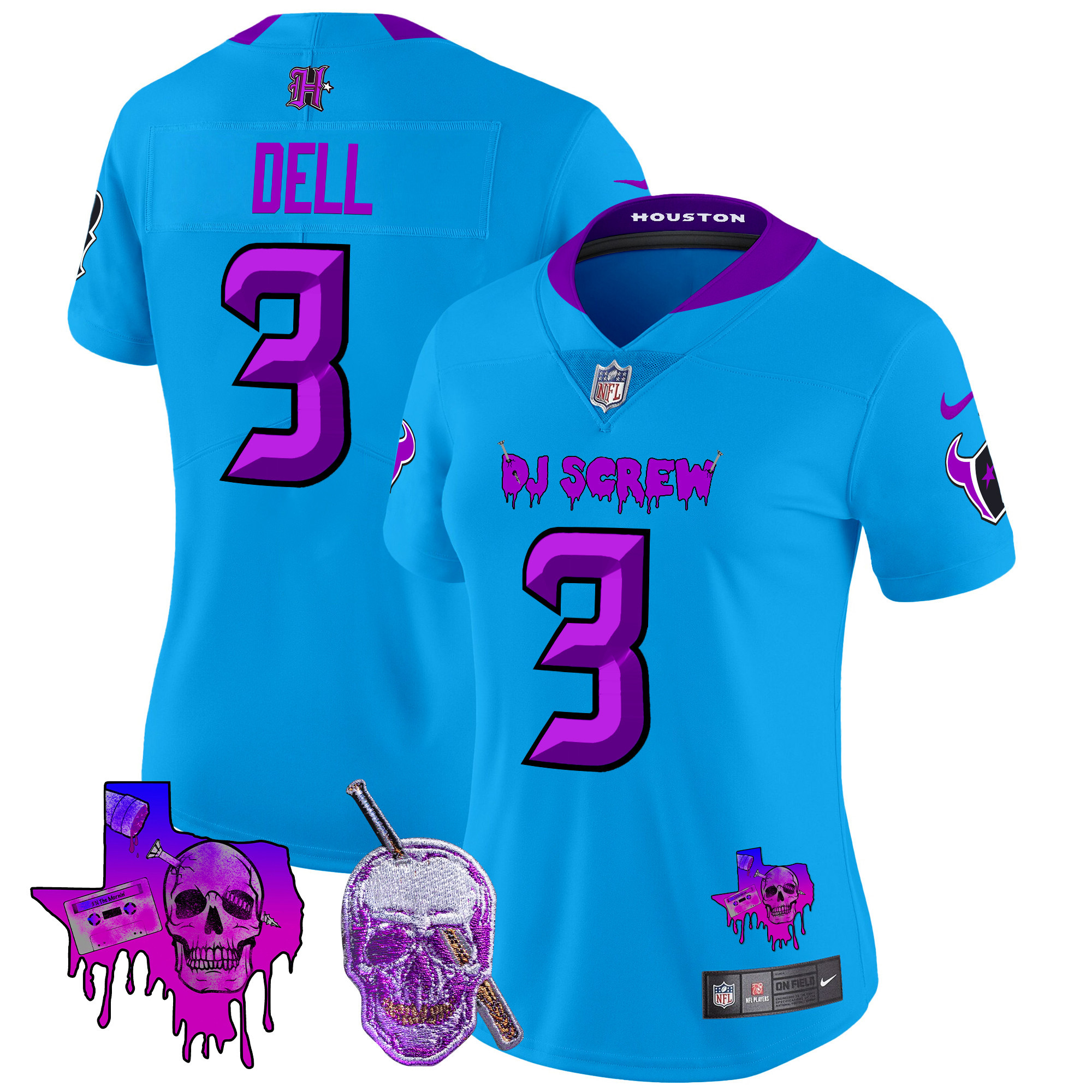 Women's Tank Dell Houston Texans DJ Screw Vapor Limited Blue Jersey - All Stitched