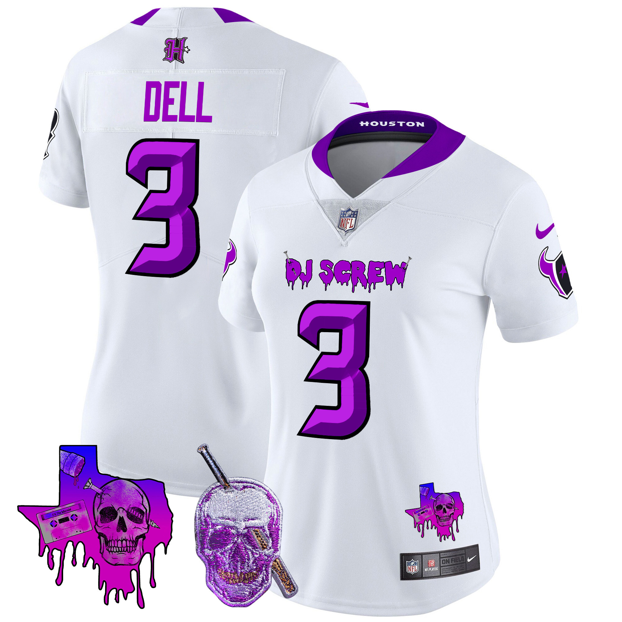 Women's Tank Dell Houston Texans DJ Screw Vapor Limited White Jersey - All Stitched