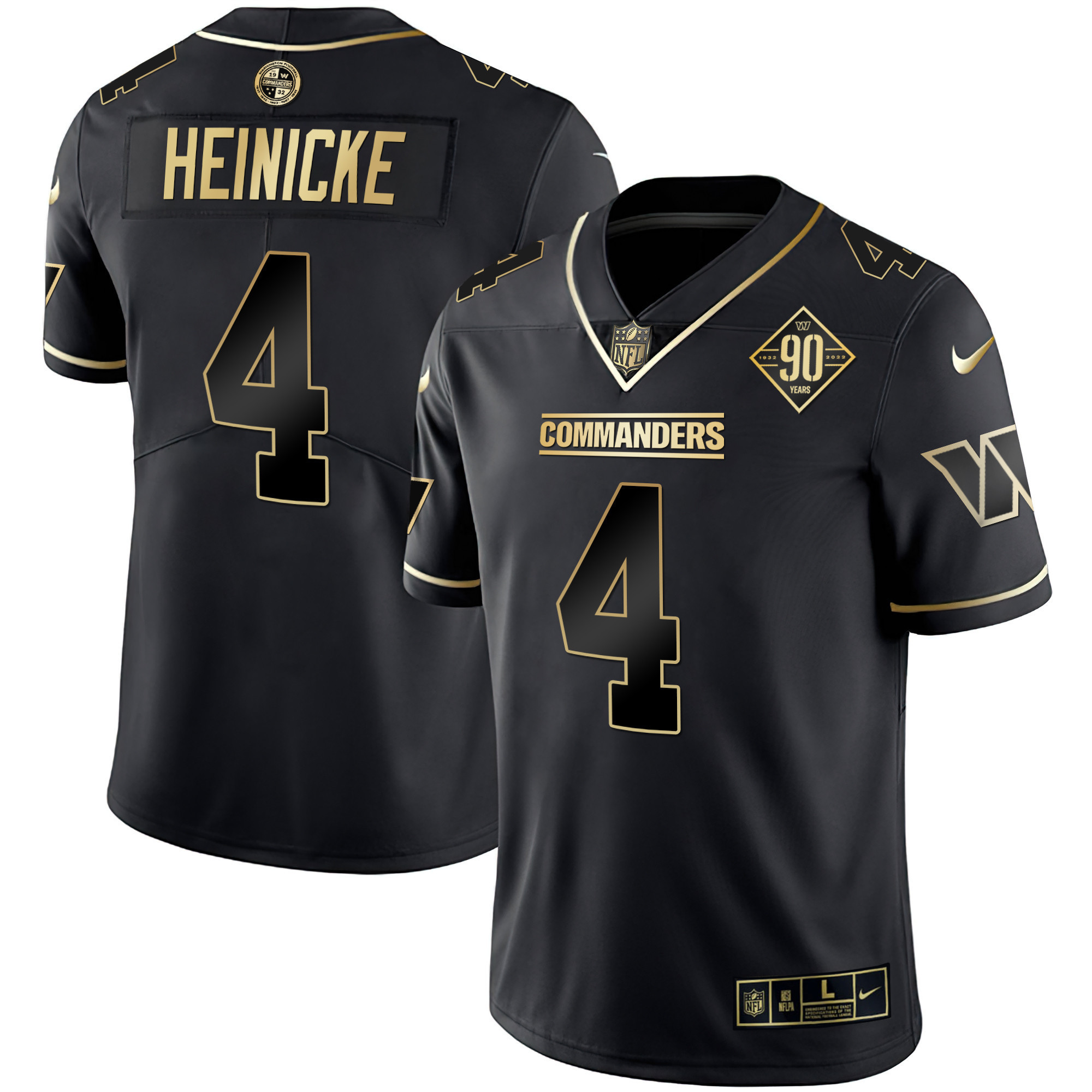 Women's Taylor Heinicke Washington Commanders White Gold & Black Gold Vapor Limited Black Gold Jersey - All Stitched
