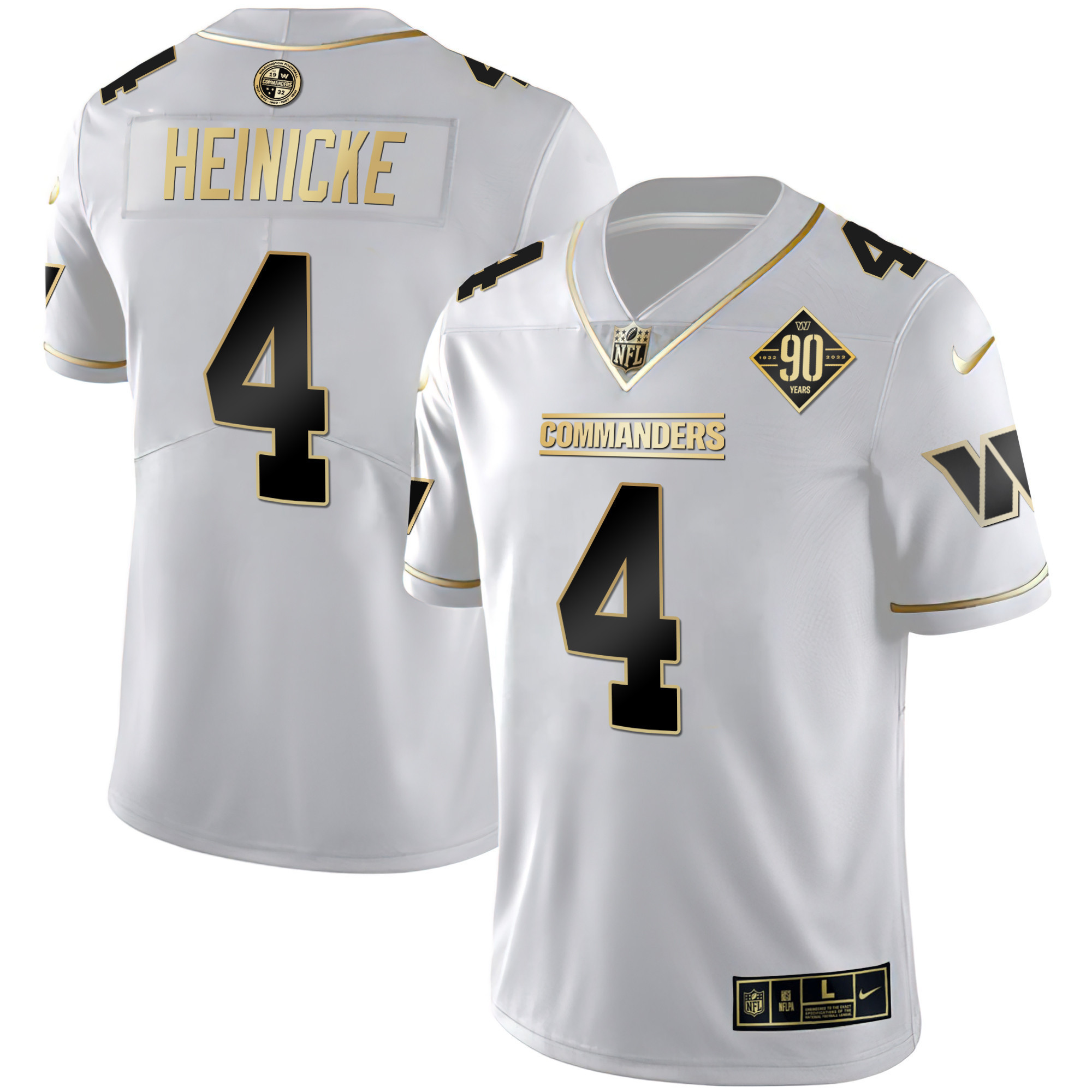 Women's Taylor Heinicke Washington Commanders White Gold & Black Gold Vapor Limited White Gold Jersey - All Stitched