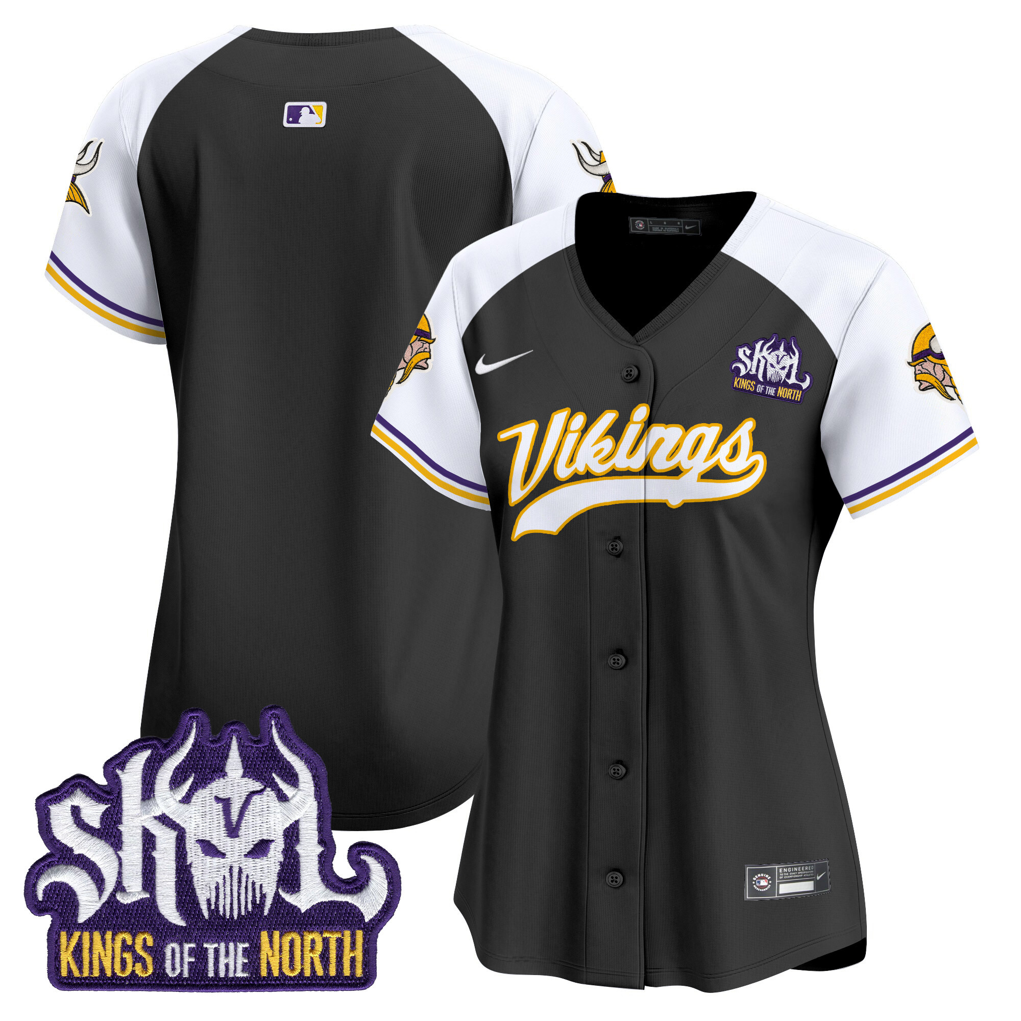 Women's Team Minnesota Vikings Kings Of The North Patch Vapor Premier Limited Black Alternate Jersey - All Stitched