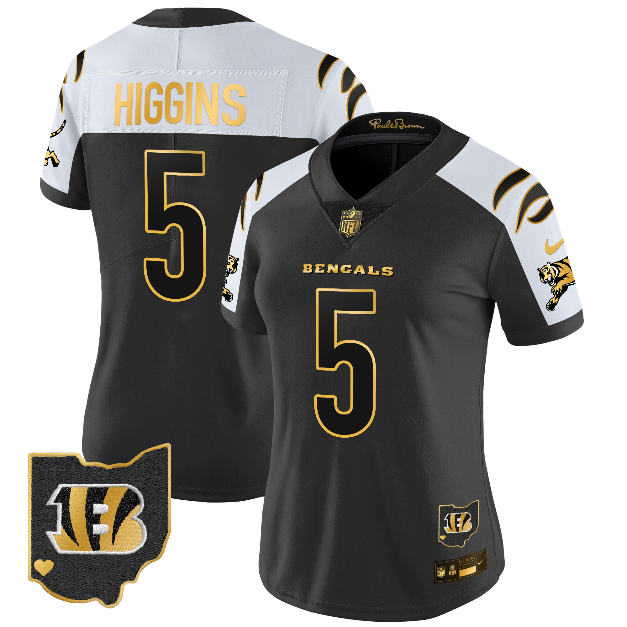 Women's Tee Higgins Cincinnati Bengals 2024 Gold Vapor Limited Alternate Jersey - All Stitched