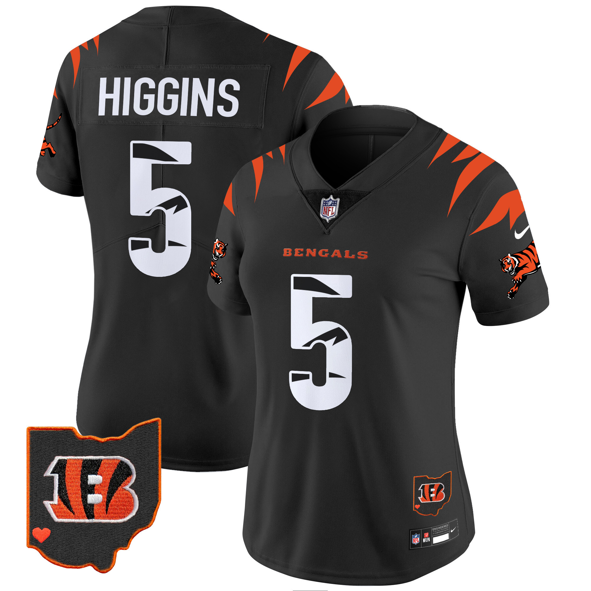Women's Tee Higgins Cincinnati Bengals Special Vapor Limited Black Jersey - All Stitched