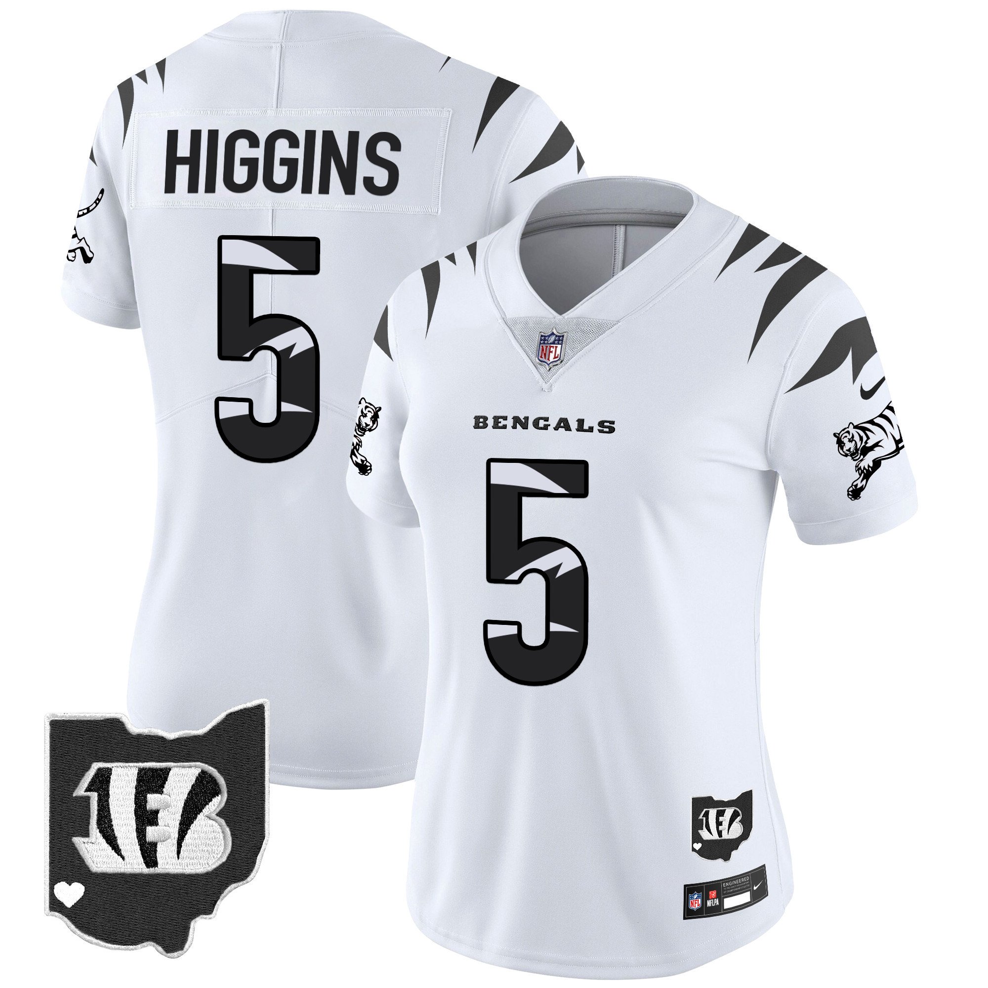 Women's Tee Higgins Cincinnati Bengals Special Vapor Limited White Limited Jersey - All Stitched