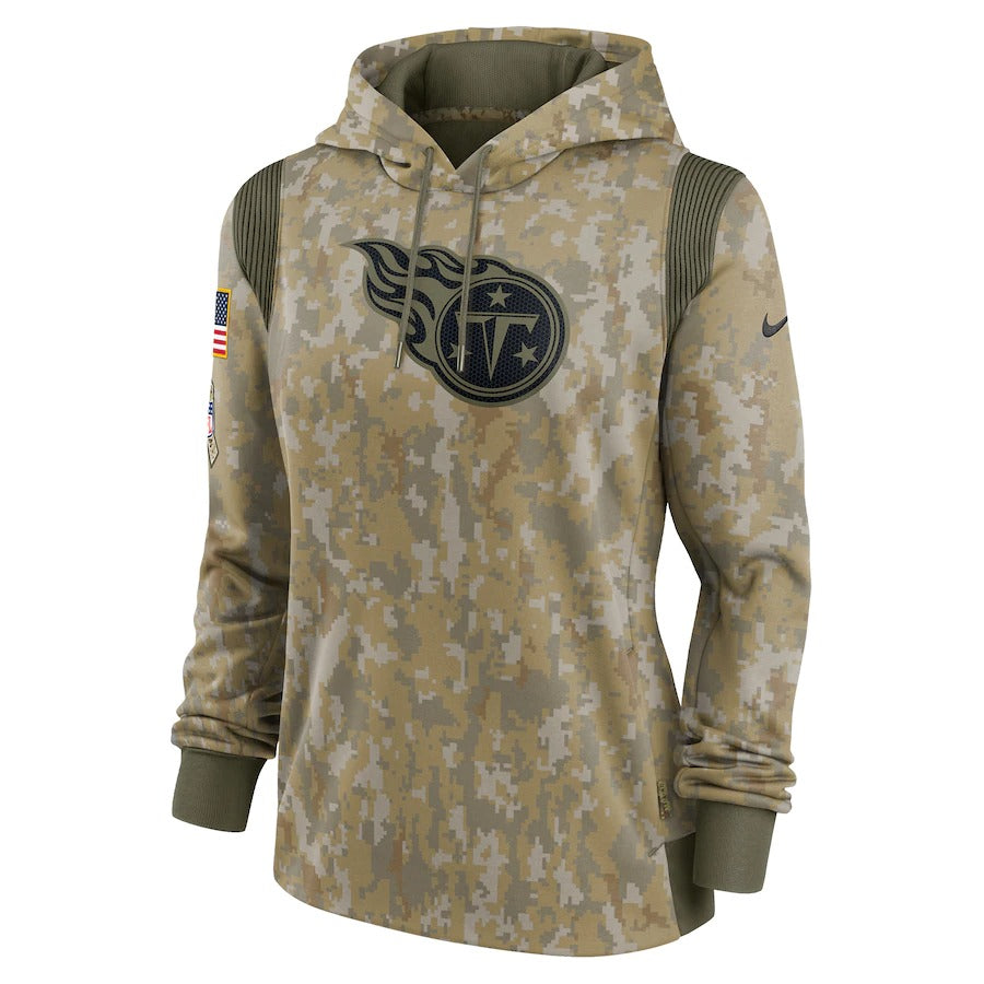 Women’s Tennessee Titans Nike Olive 2021 Salute To Service Therma Performance Pullover Hoodie