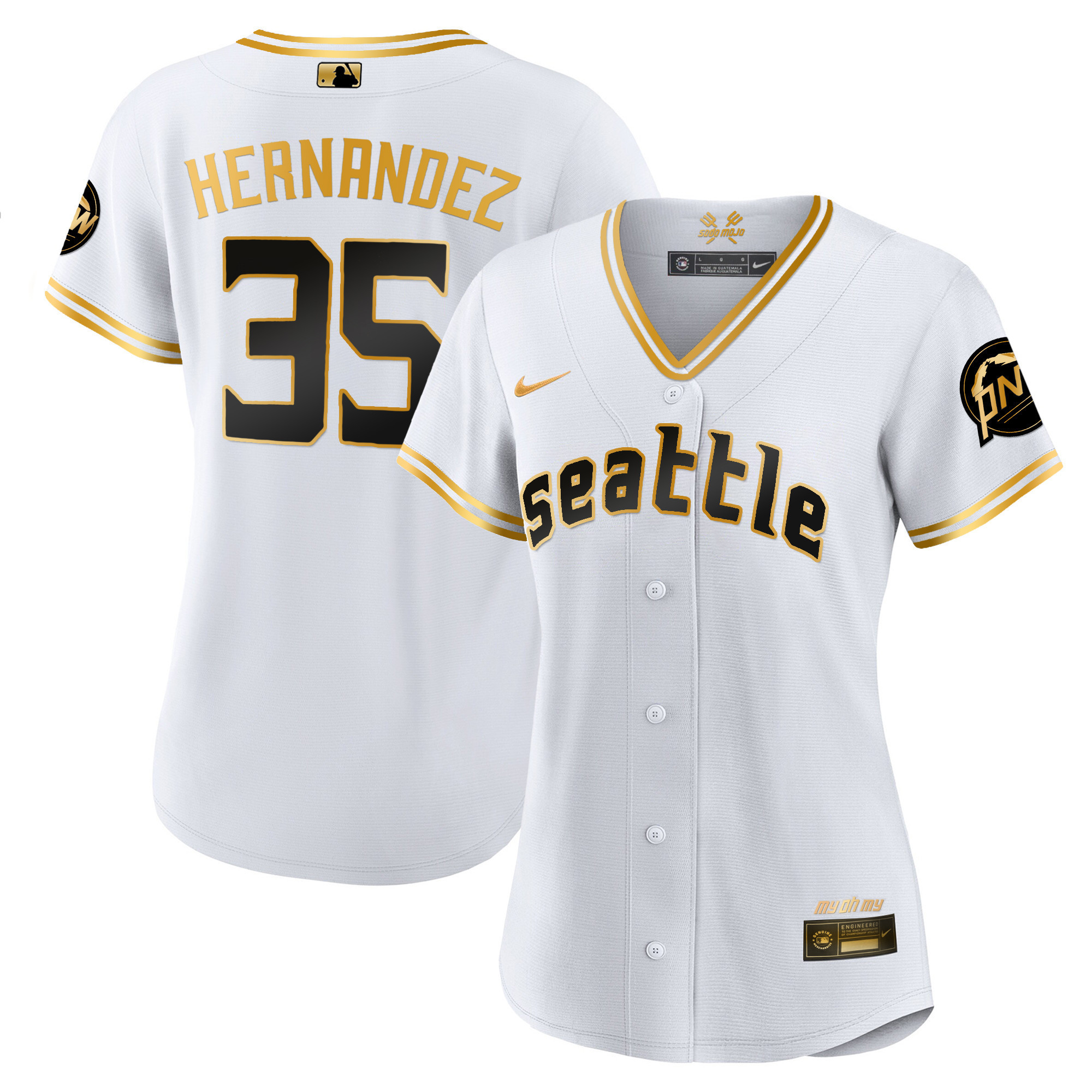 Women's Teoscar Hernandez Seattle Mariners 2023 City Connect Gold White Gold Jersey - All Stitched
