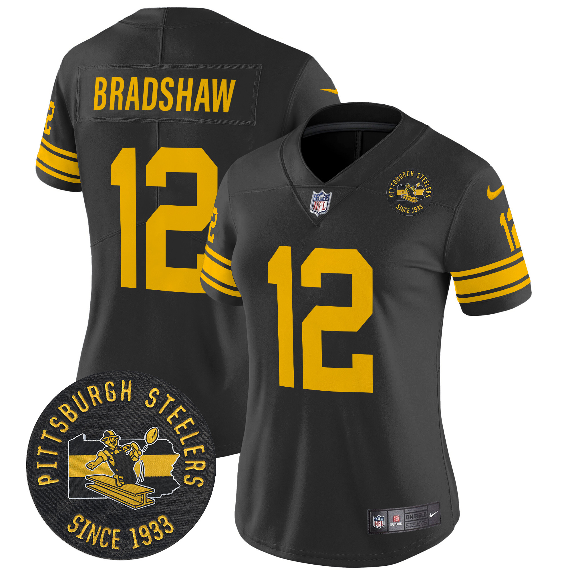 Women's Terry Bradshaw Pittsburgh Steelers Throwback 1962 Vapor Limited Black Jersey - All Stitched