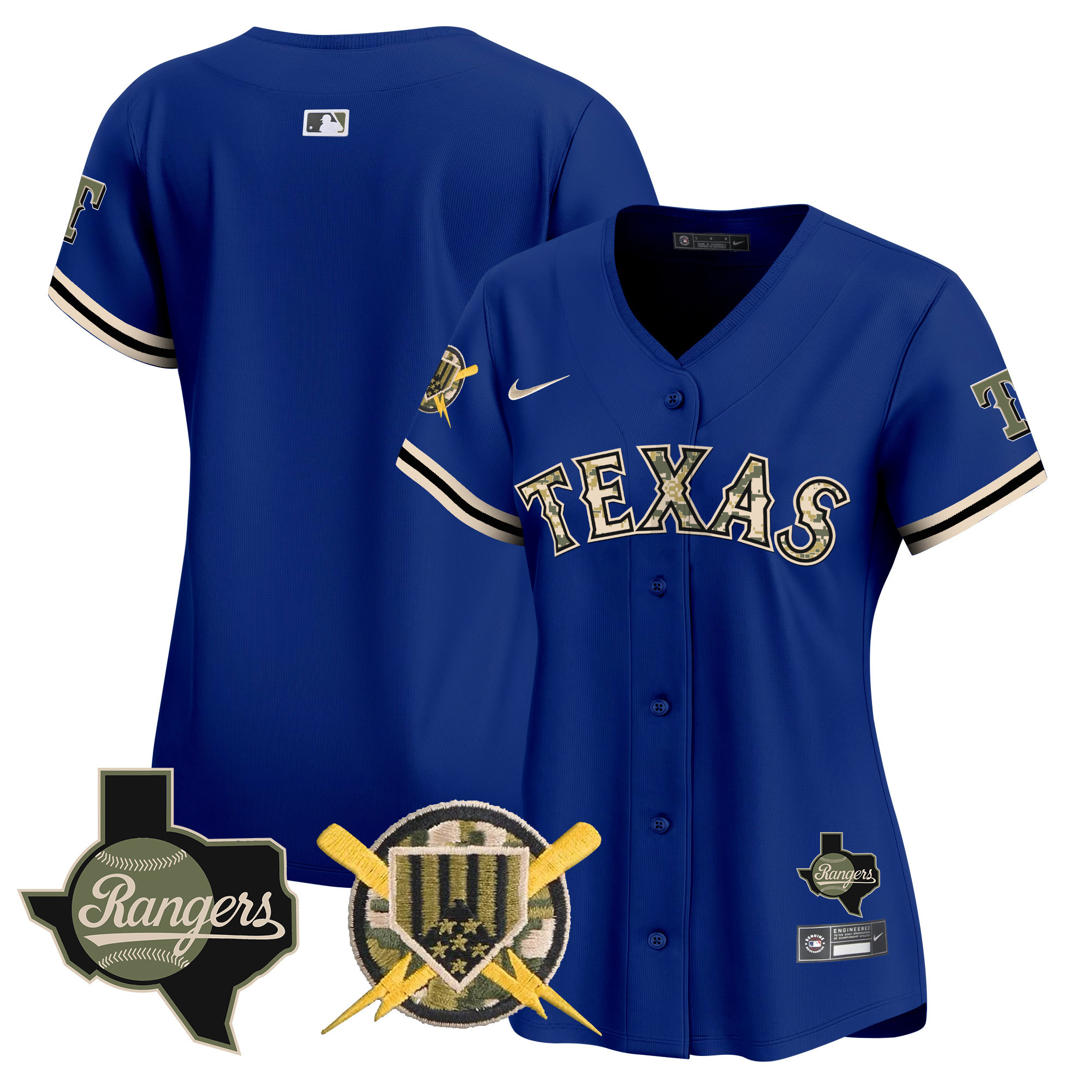 Women's Texas Rangers Armed Forces Day Vapor Premier Limited Royal Jersey - All Stitched